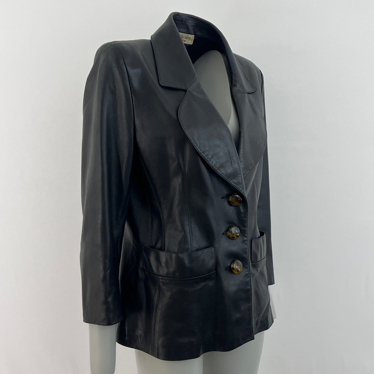 Yves Saint Laurent Rive Gauche veste blazer en cuir Noir vintage Circa 1980-1990