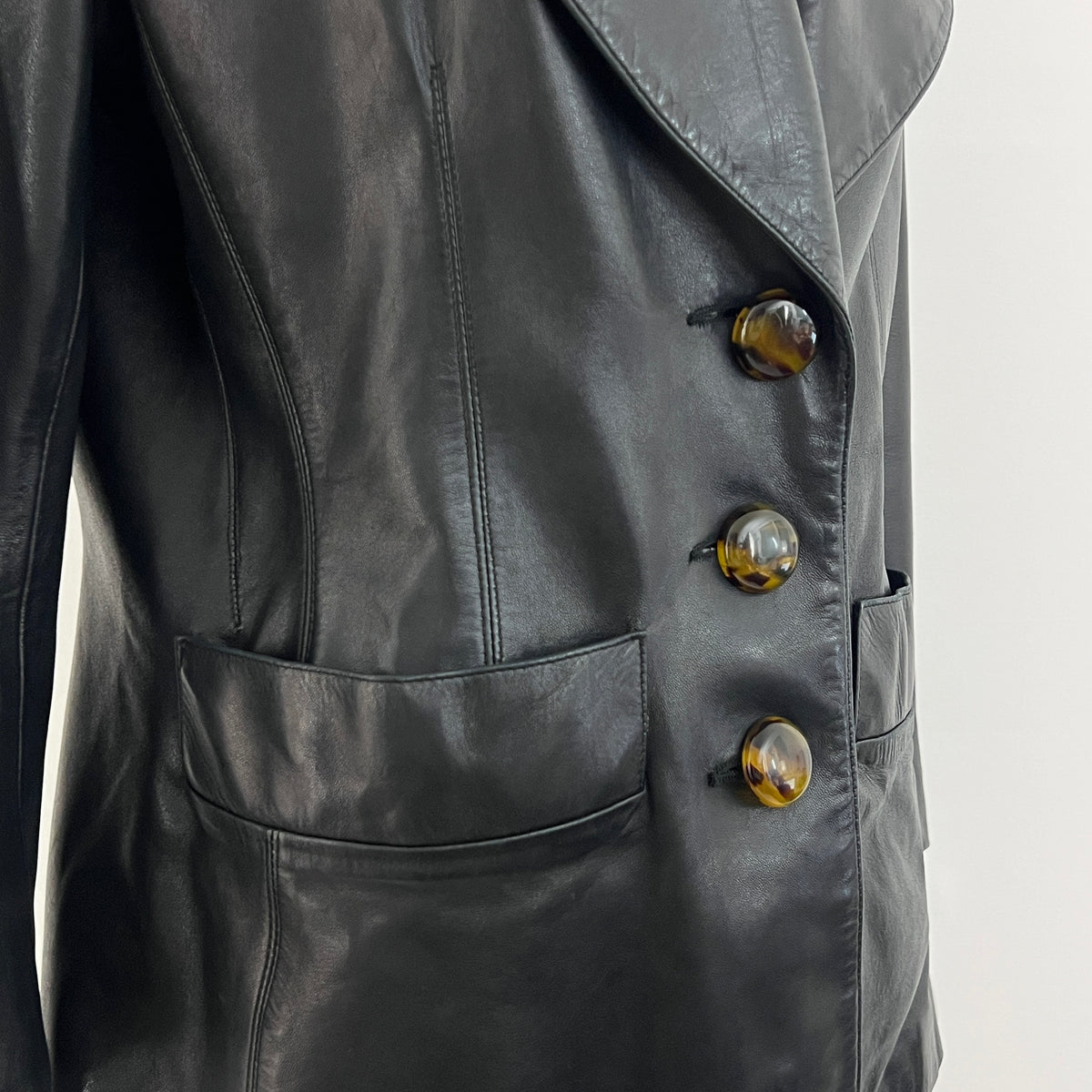 Yves Saint Laurent Rive Gauche veste blazer en cuir Noir vintage Circa 1980-1990