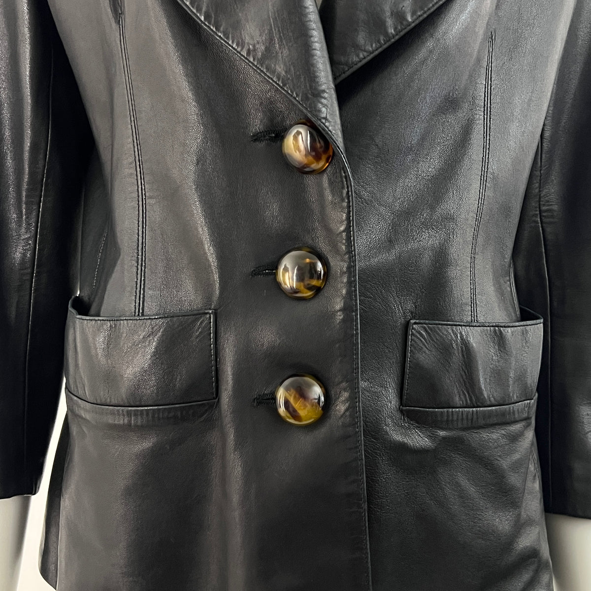 Yves Saint Laurent Rive Gauche veste blazer en cuir Noir vintage Circa 1980-1990