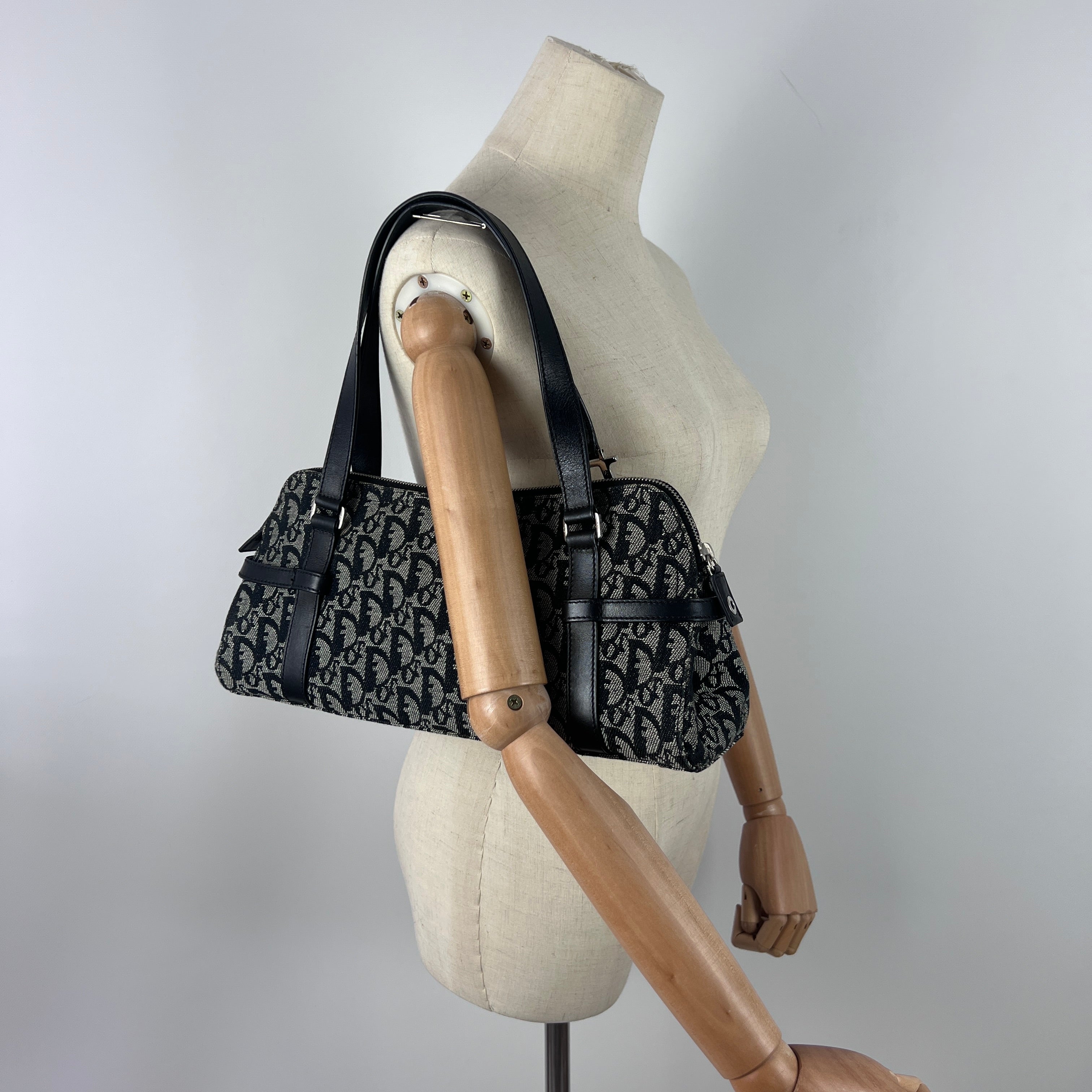 Sac à main DIOR Trotter toile et cuir navy