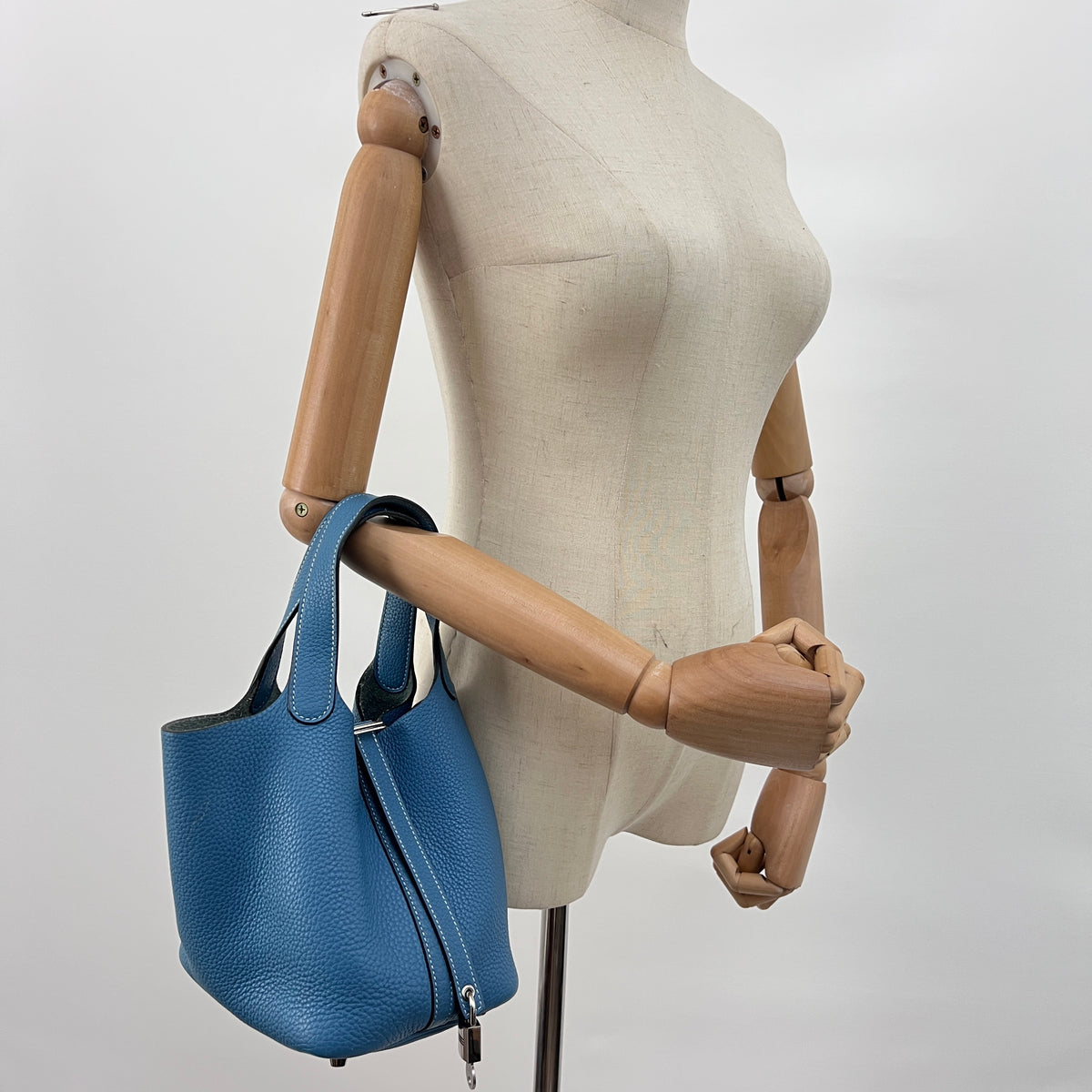 Sac HERMÈS Picotin PM cuir grainé bleu