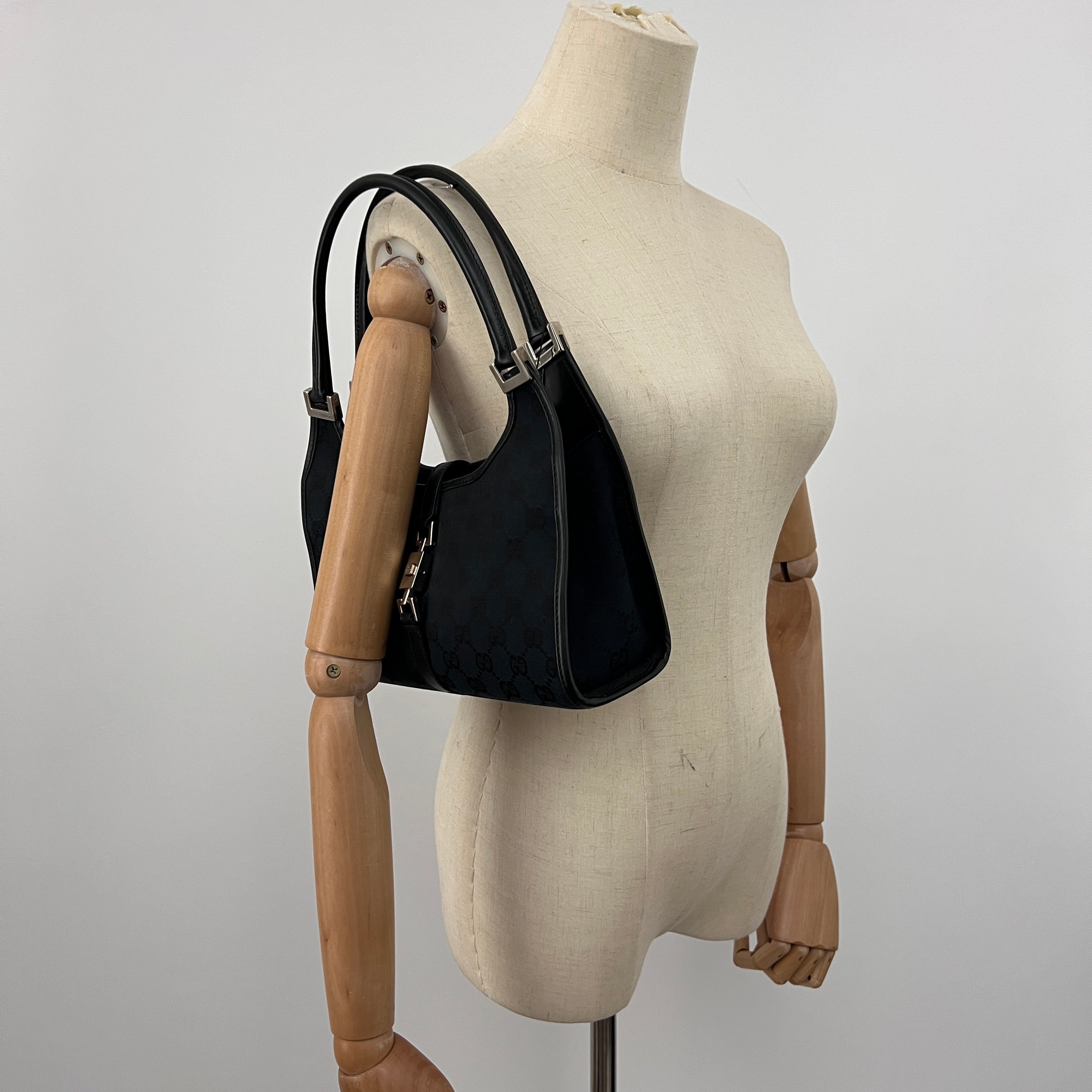Sac GUCCI Jackie Small toile et cuir noir