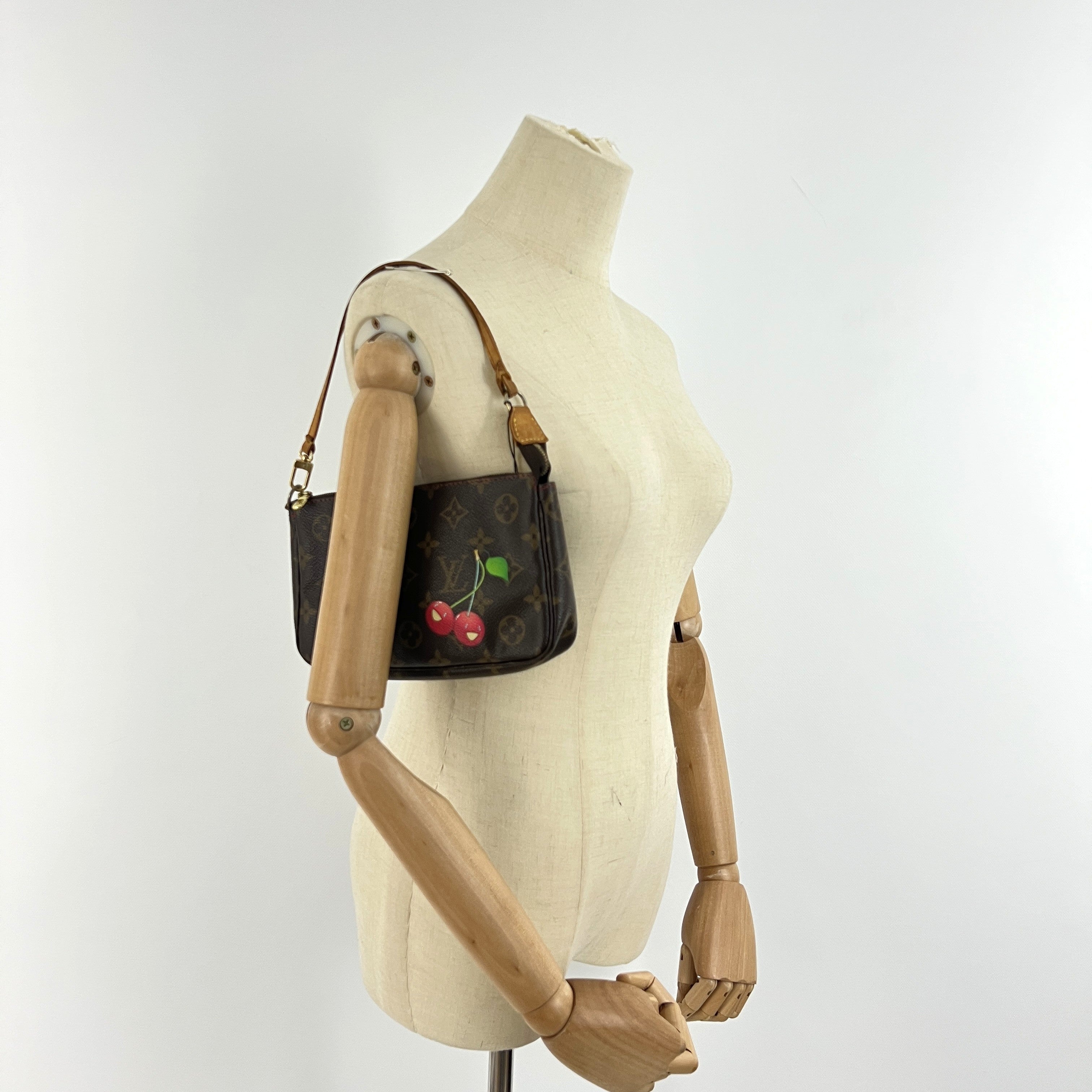 LOUIS VUITTON Pochette Accessoires handbag in brown canvas and leather