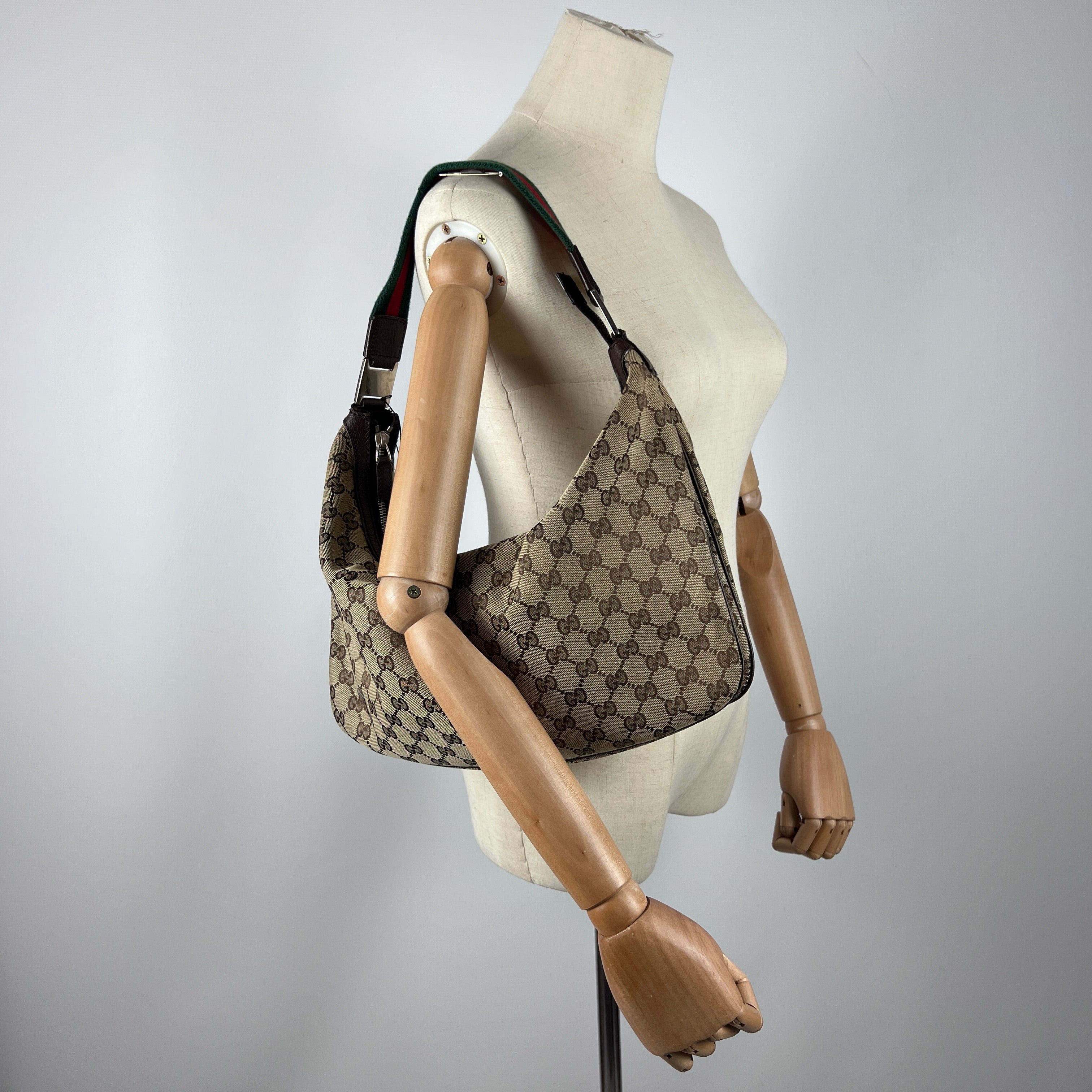 Sac à main GUCCI Hobo toile et cuir marron