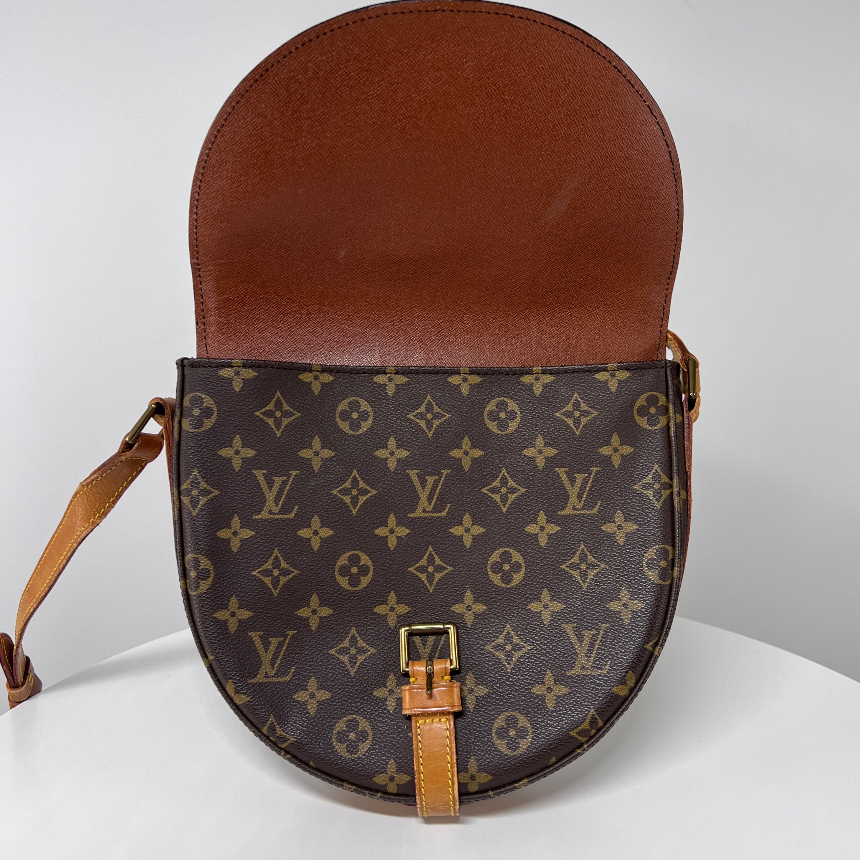 Sac à main LOUIS VUITTON Chantilly toile et cuir marron