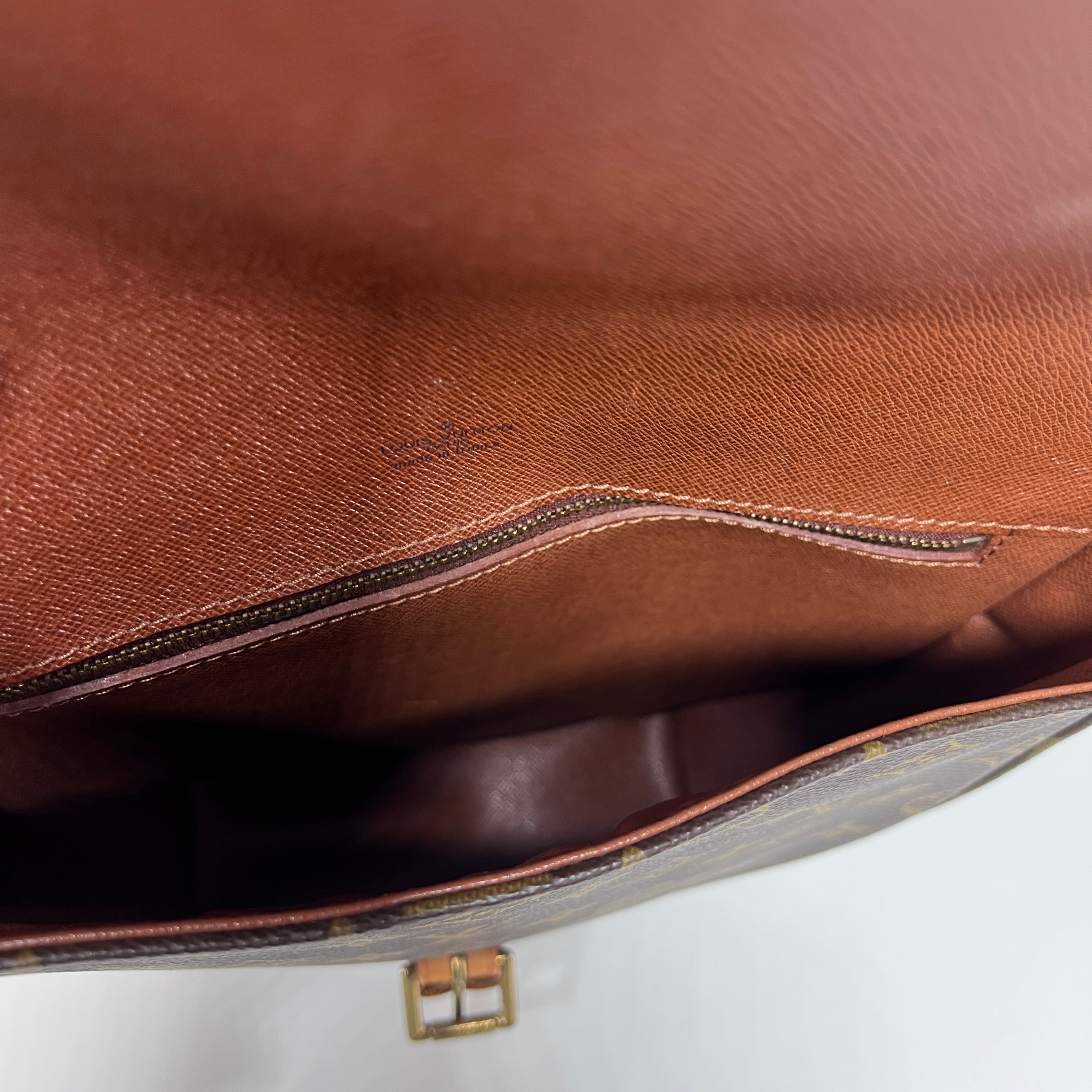 Sac à main LOUIS VUITTON Chantilly toile et cuir marron