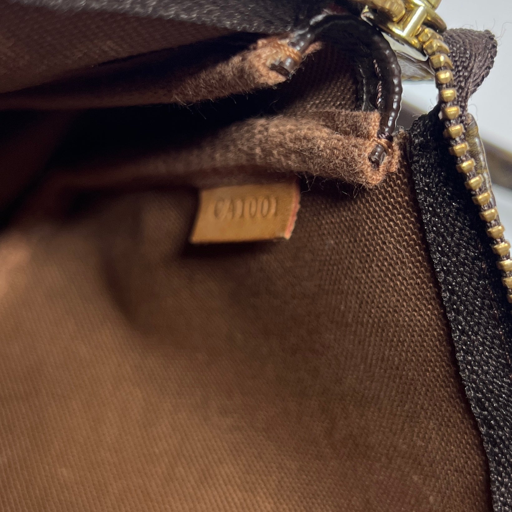 Sac à main LOUIS VUITTON Accessory Pouch toile et cuir marron