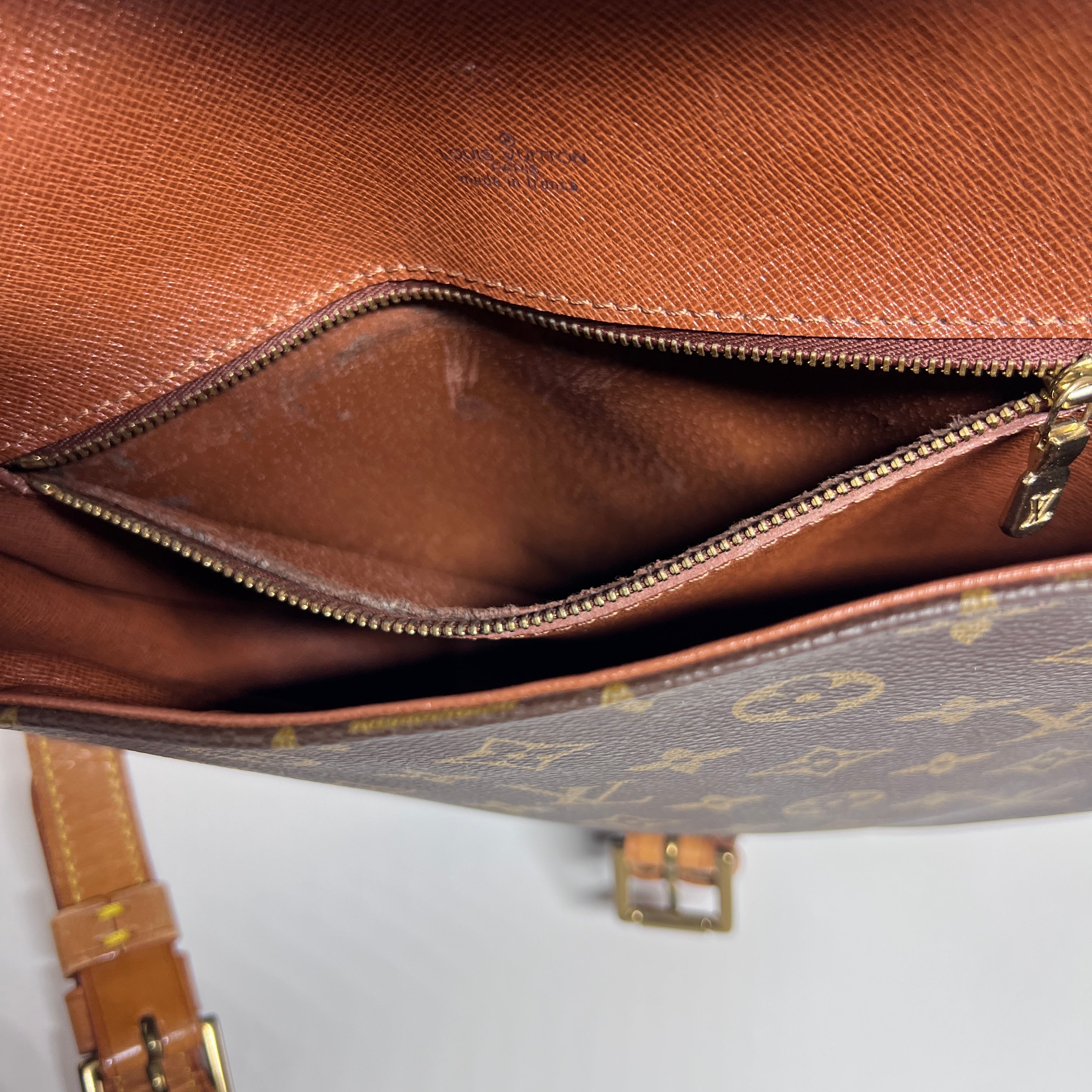 Sac à main LOUIS VUITTON Chantilly toile et cuir marron