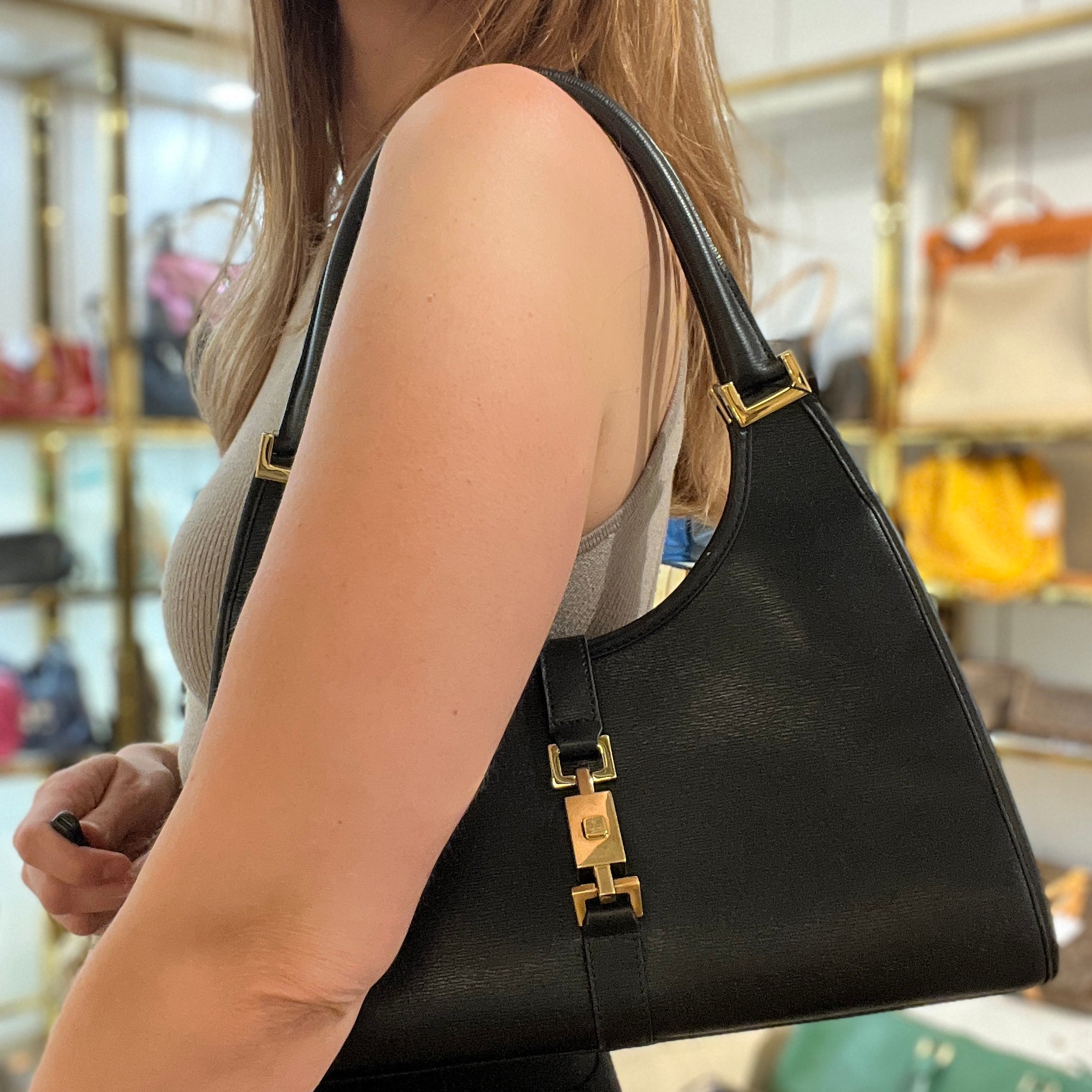 Sac à main GUCCI Jackie cuir noir