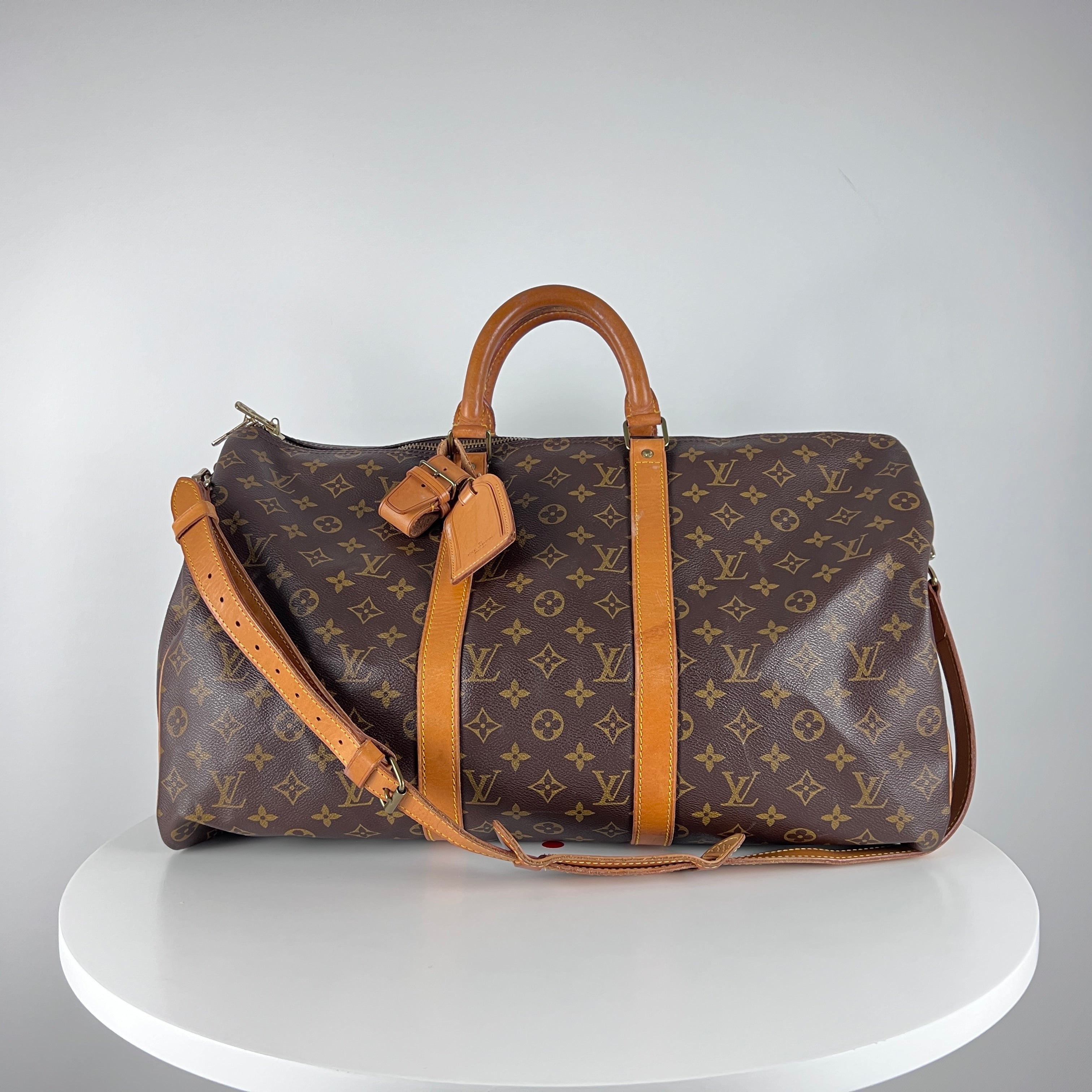Sac à main LOUIS VUITTON Keepall 50 toile et cuir marron