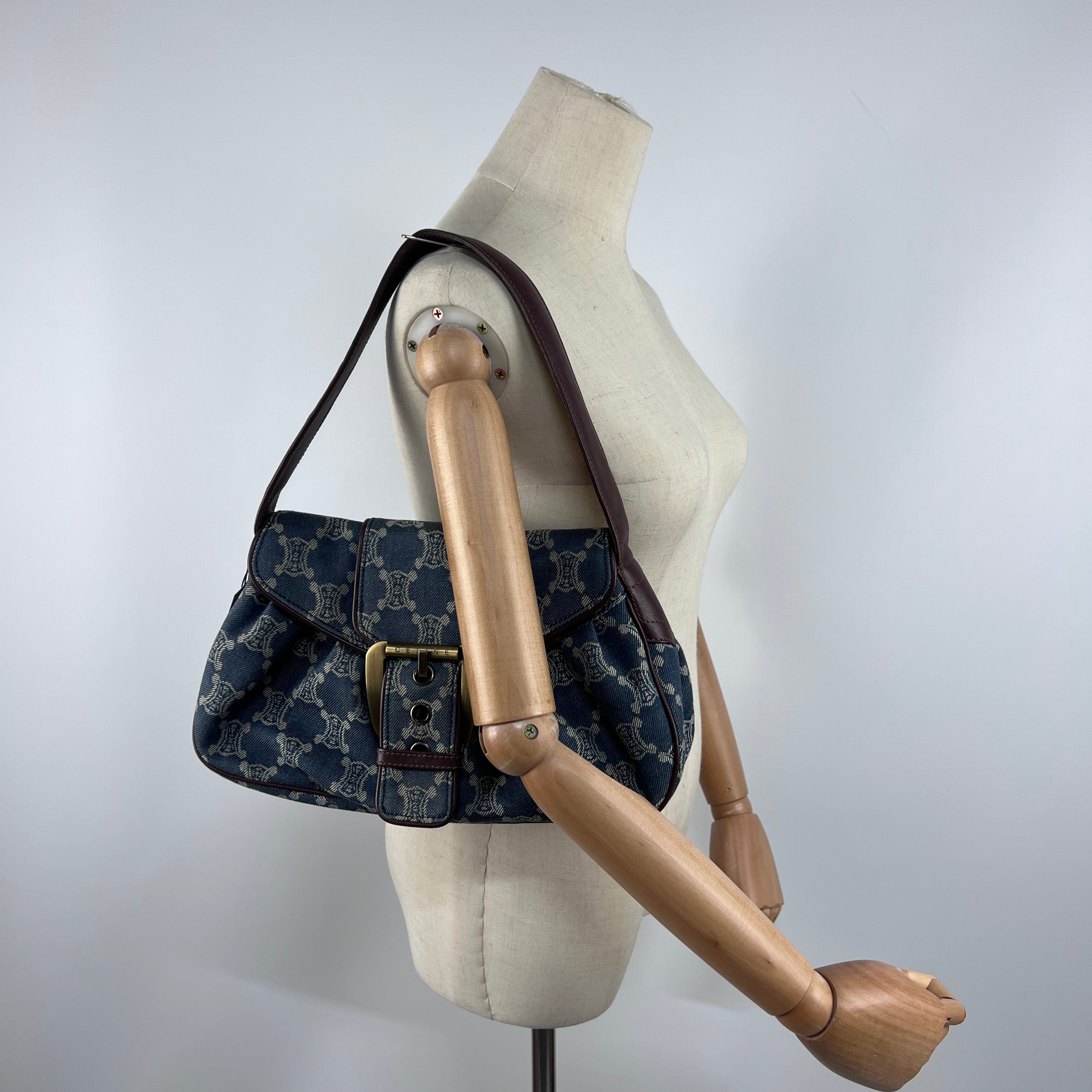 Sac à main CELINE Macadam denim bleu
