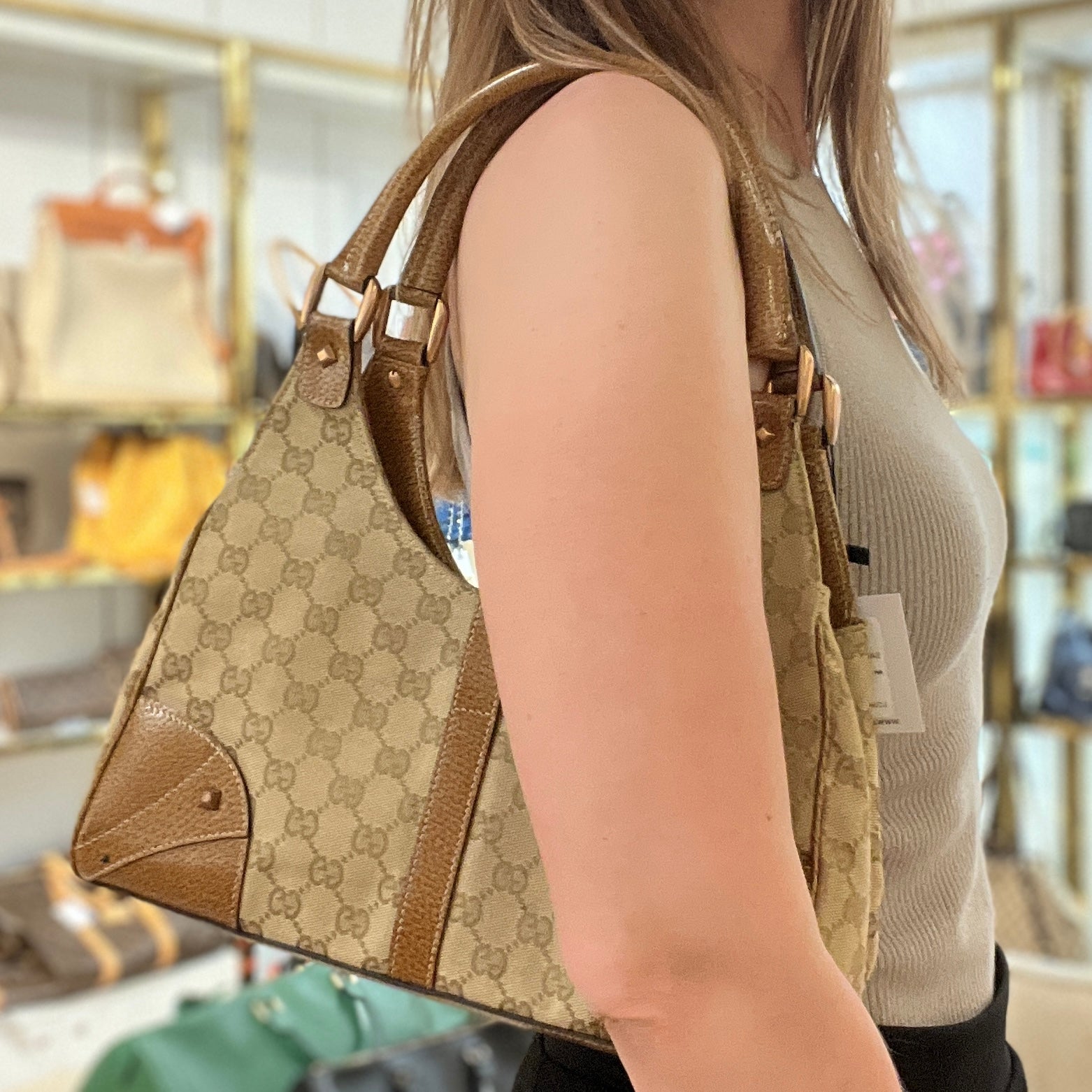 Sac à main GUCCI Jackie toile et cuir marron