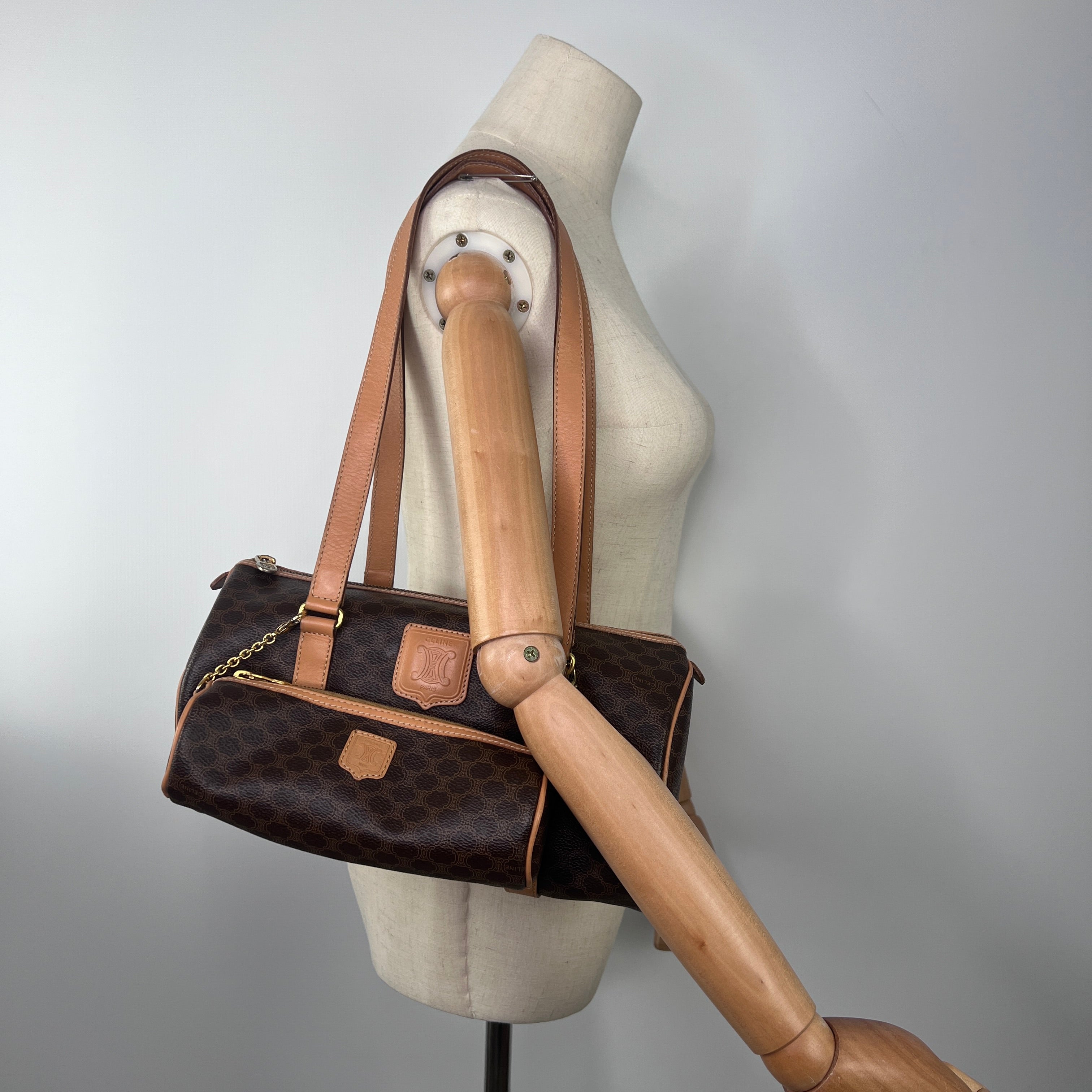 Sac à main CELINE Papillon toile et cuir marron