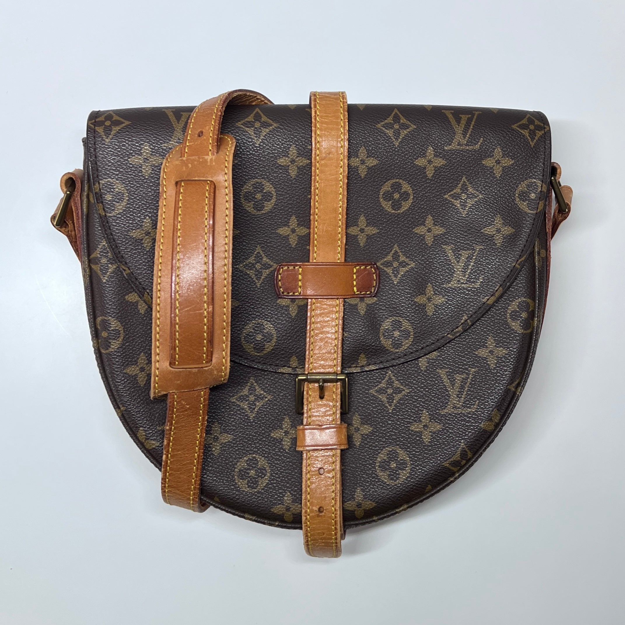 Sac à main LOUIS VUITTON Chantilly toile et cuir marron