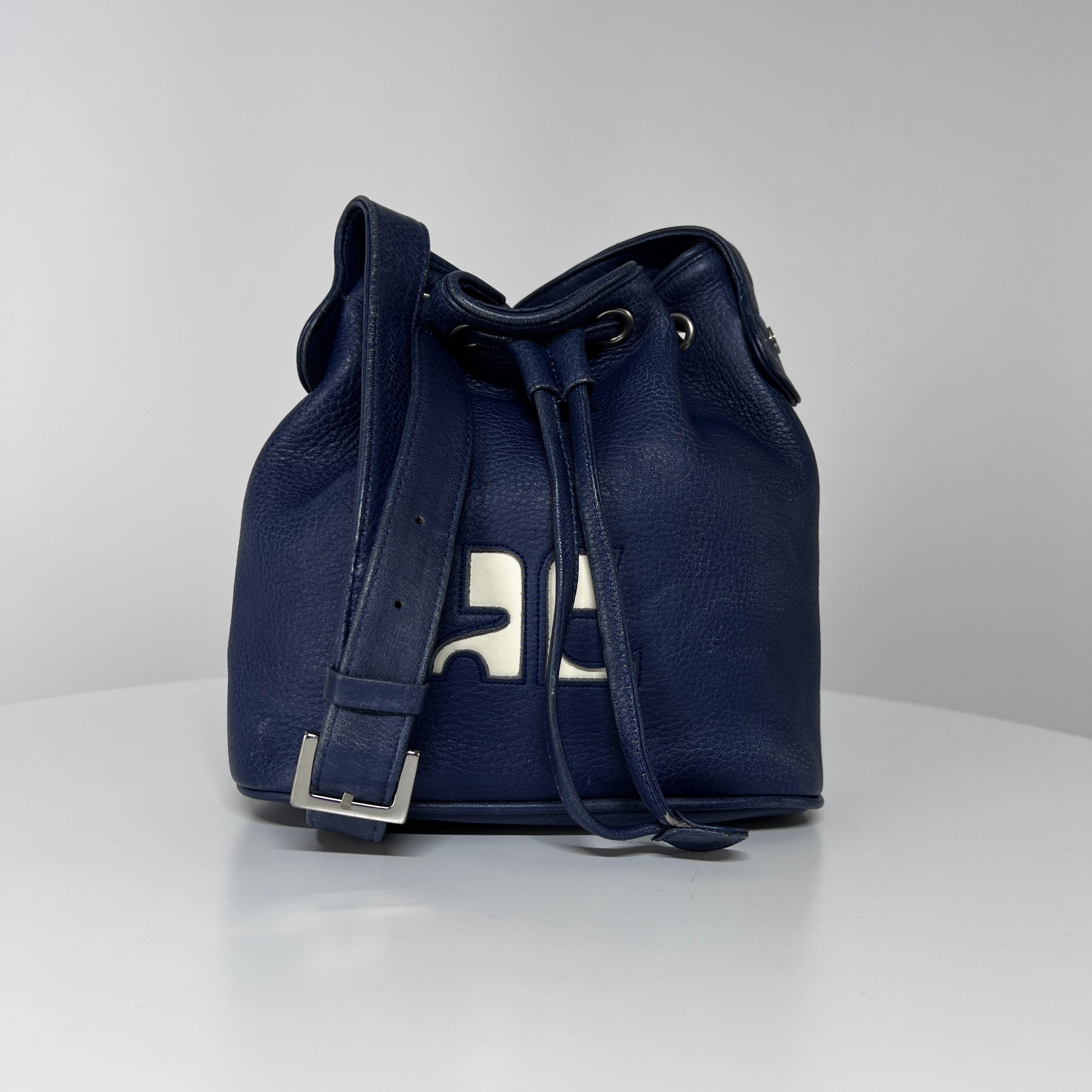 Sac à main COURREGES Bucket cuir bleu