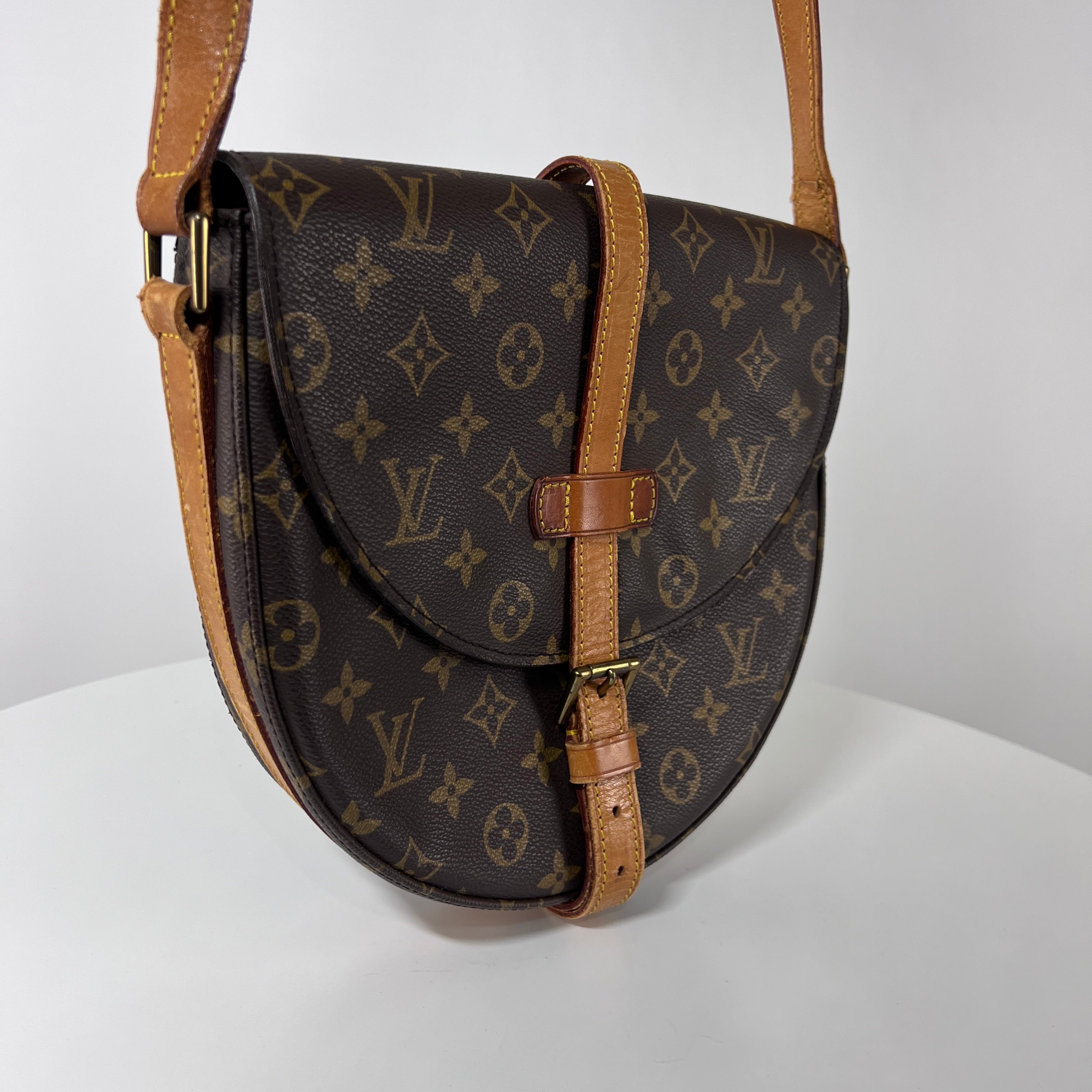 Sac à main LOUIS VUITTON Chantilly toile et cuir marron