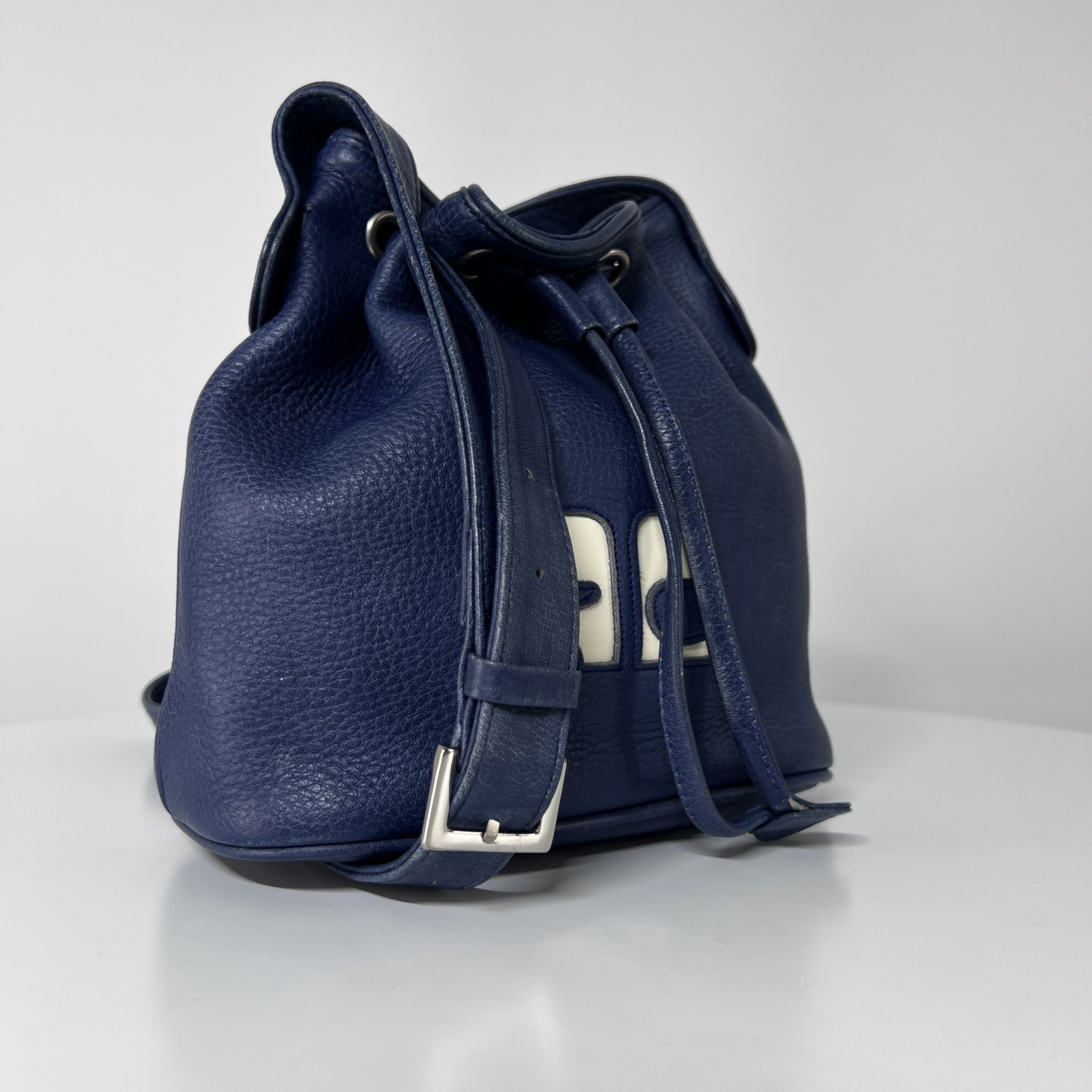 Sac à main COURREGES Bucket cuir bleu