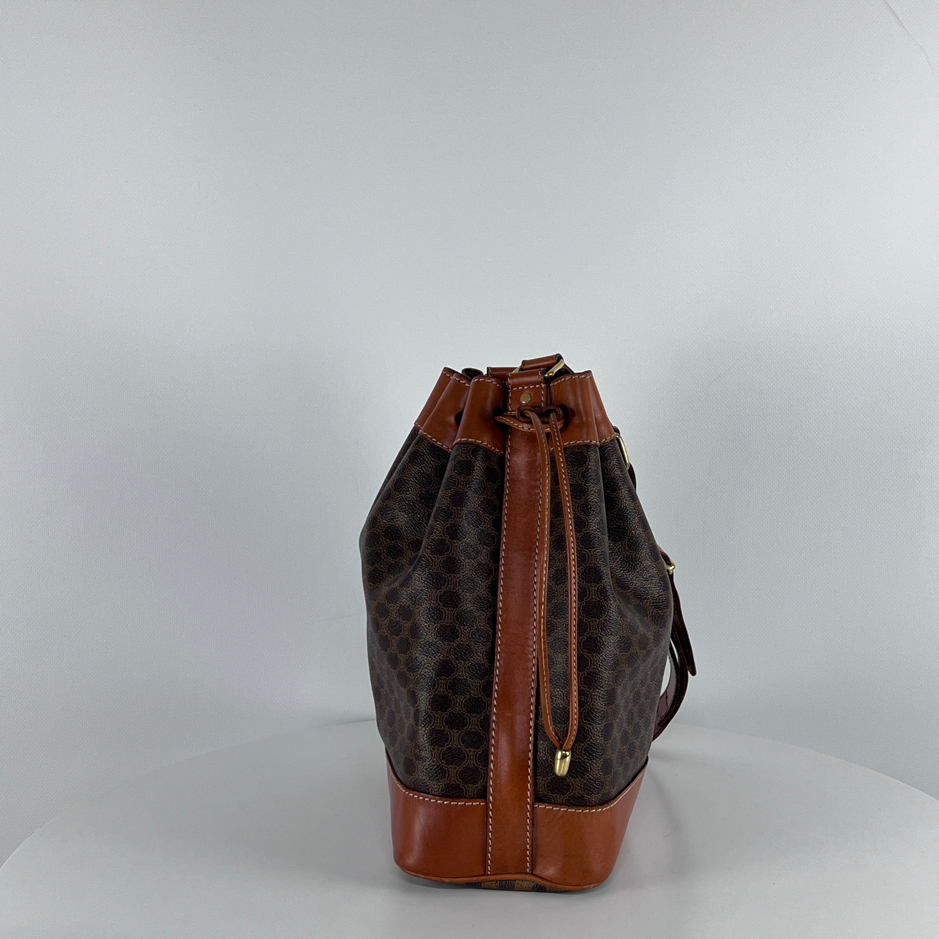 Sac à main CELINE Seau toile et cuir marron