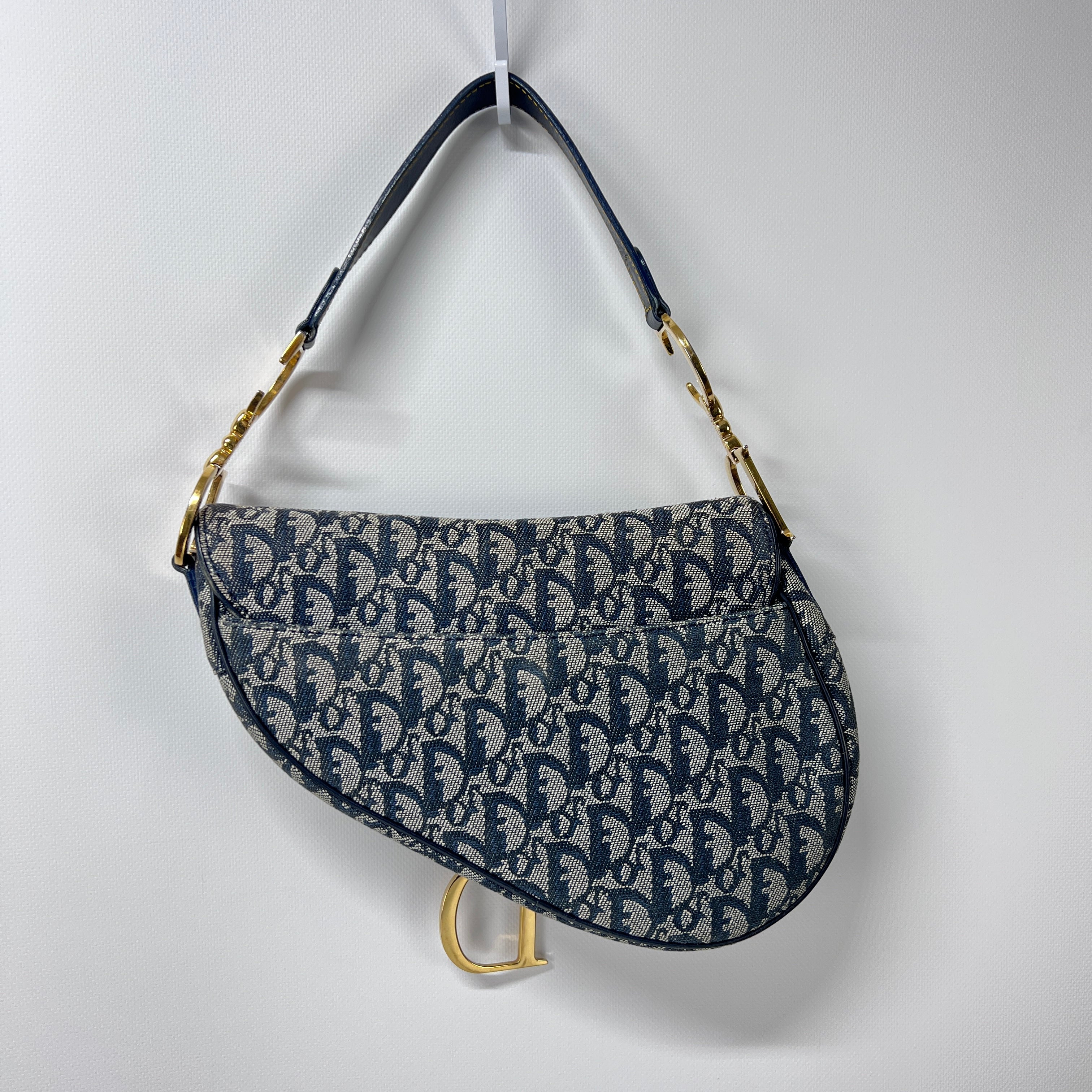 Sac à main DIOR Saddle toile et cuir bleu