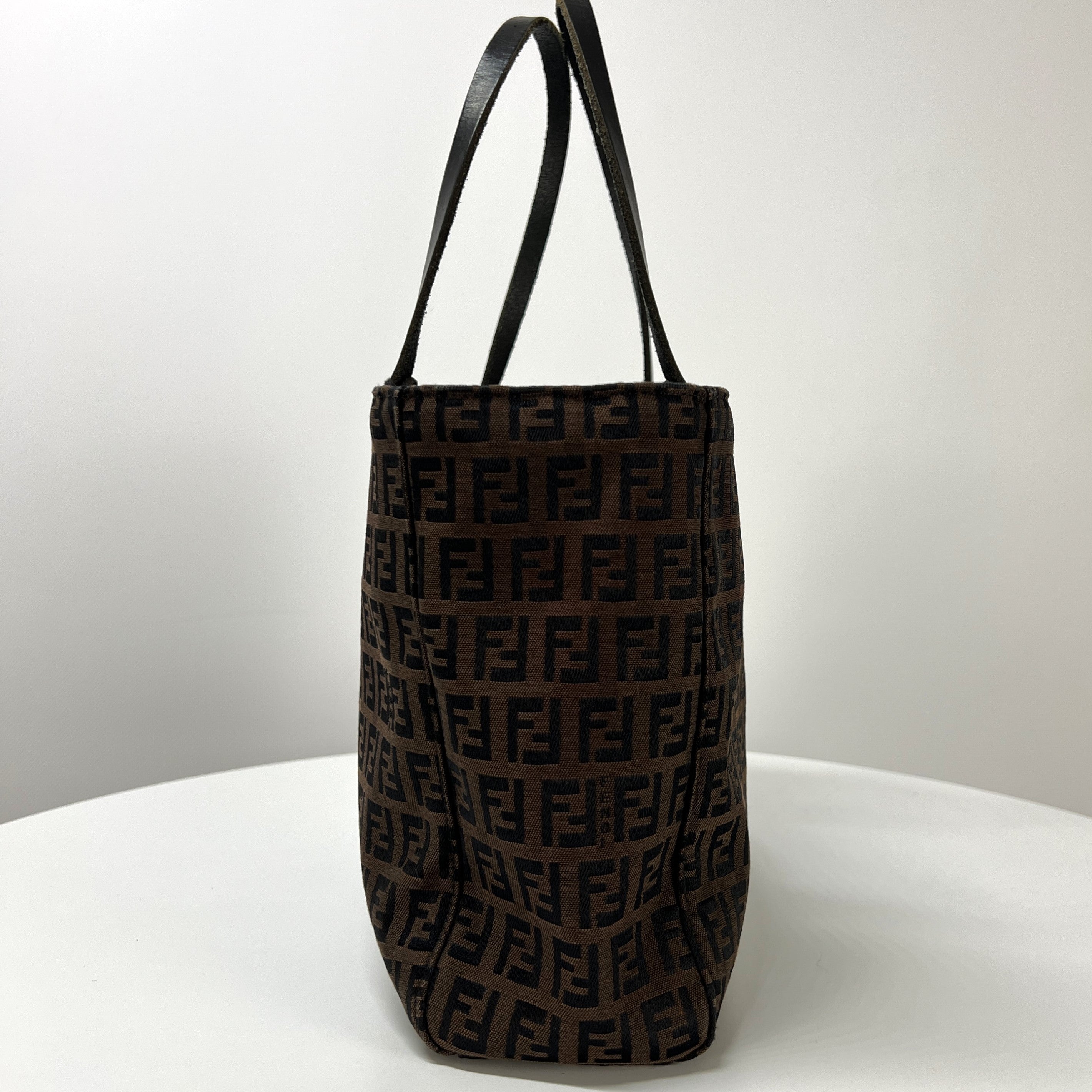 Sac à main FENDI toile et cuir marron