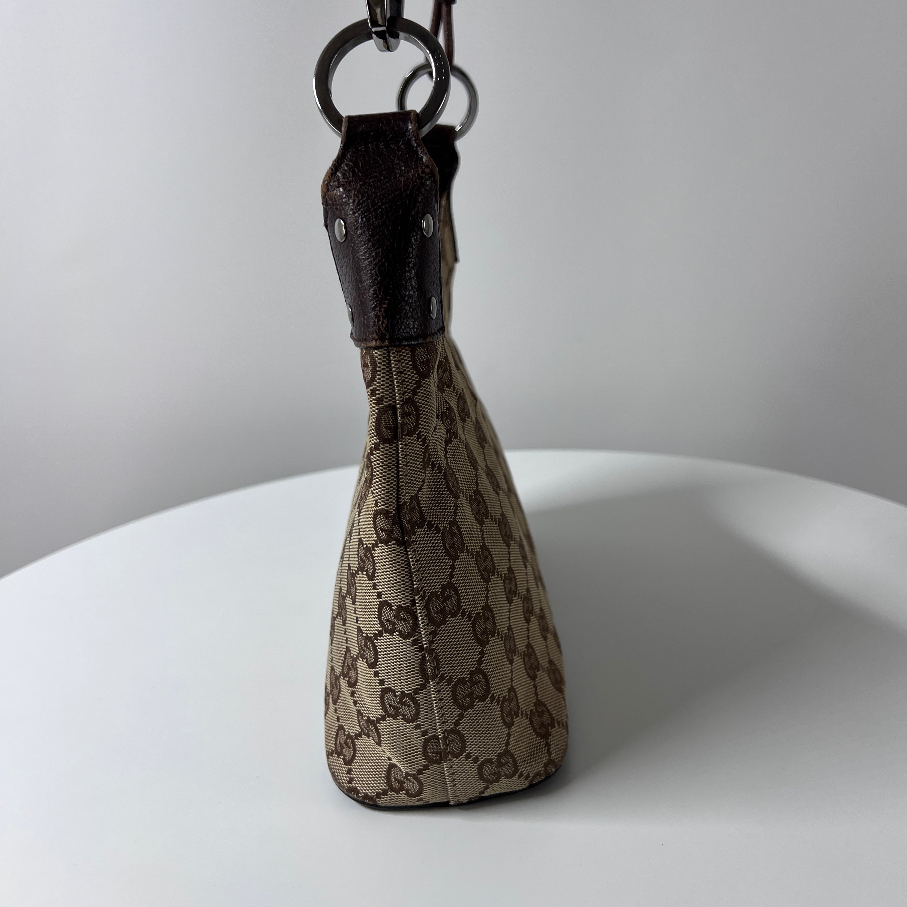 Sac à main GUCCI Hobo toile et cuir marron