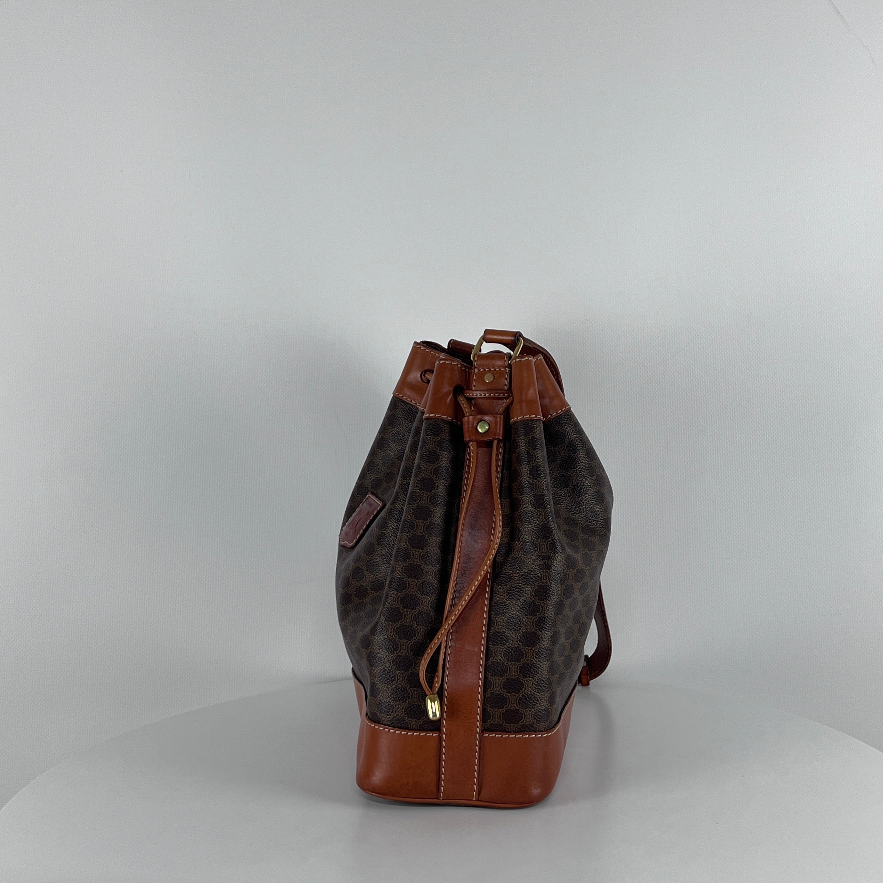 Sac à main CELINE Seau toile et cuir marron