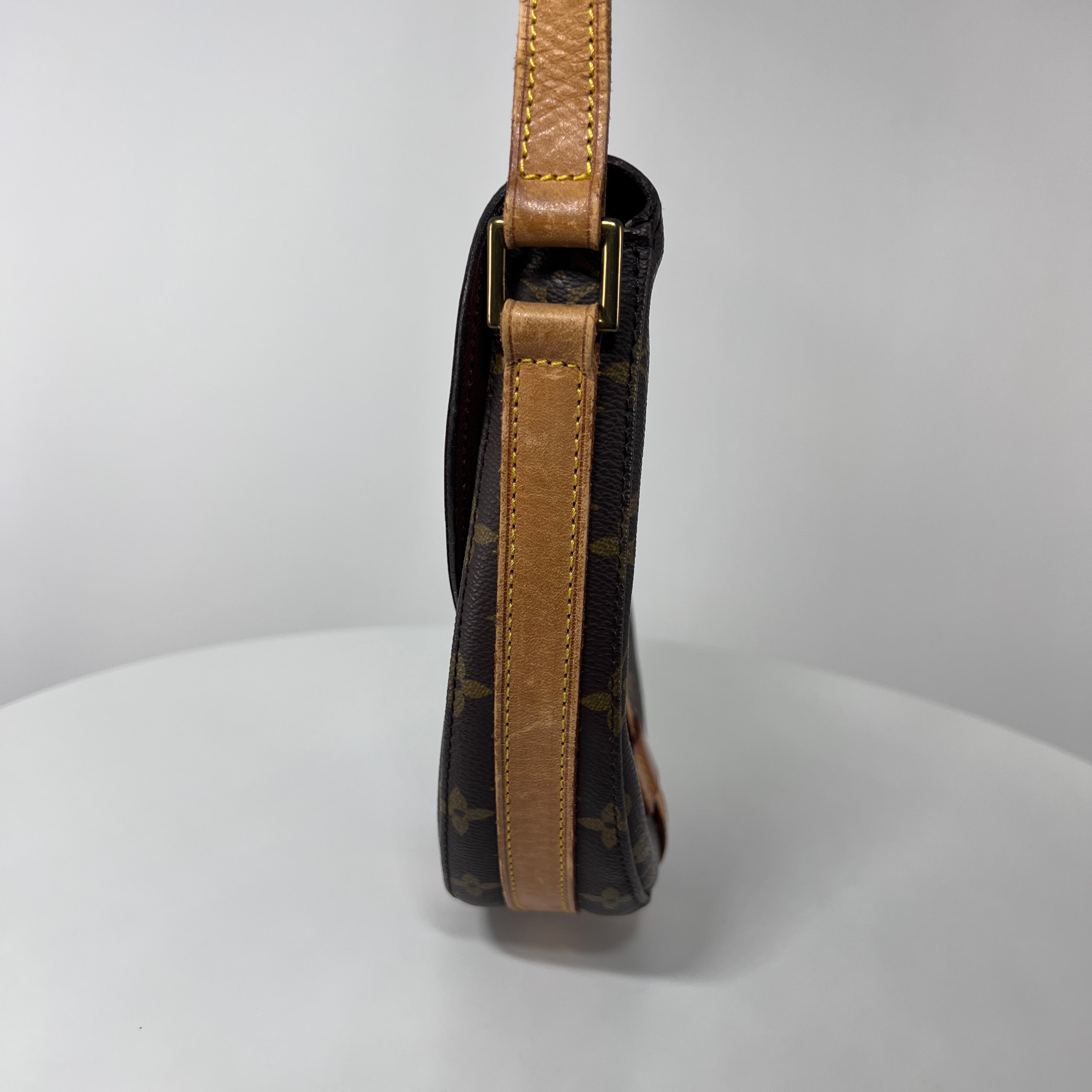 Sac à main LOUIS VUITTON Chantilly toile et cuir marron