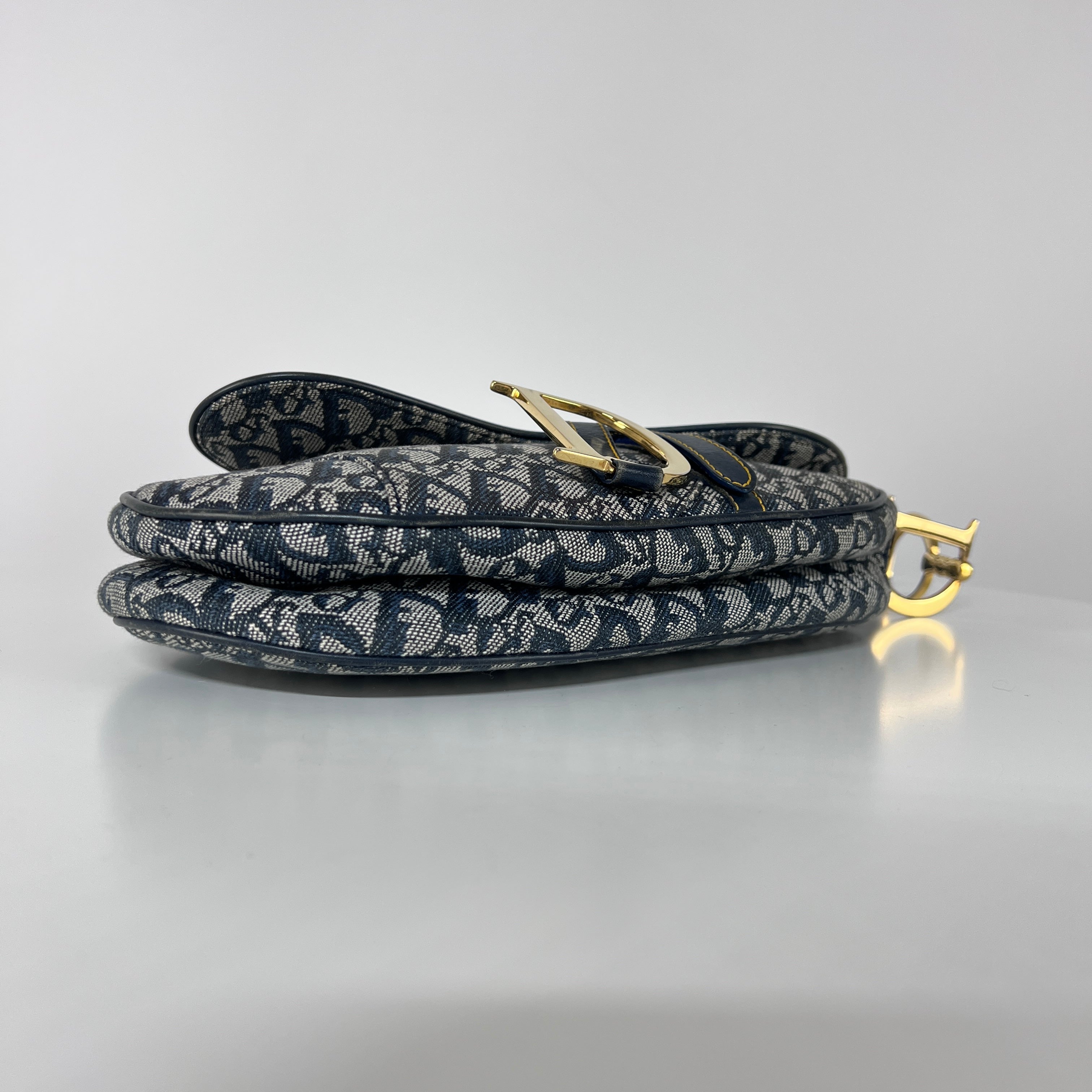 Sac à main DIOR Saddle toile et cuir bleu