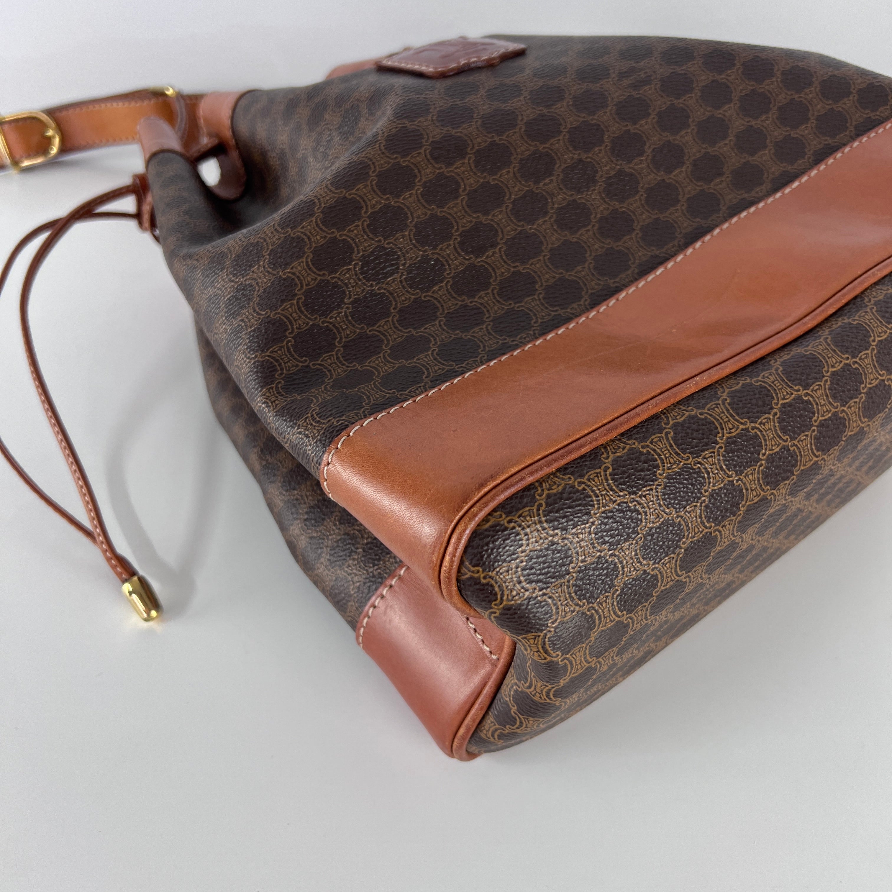 Sac à main CELINE Seau toile et cuir marron