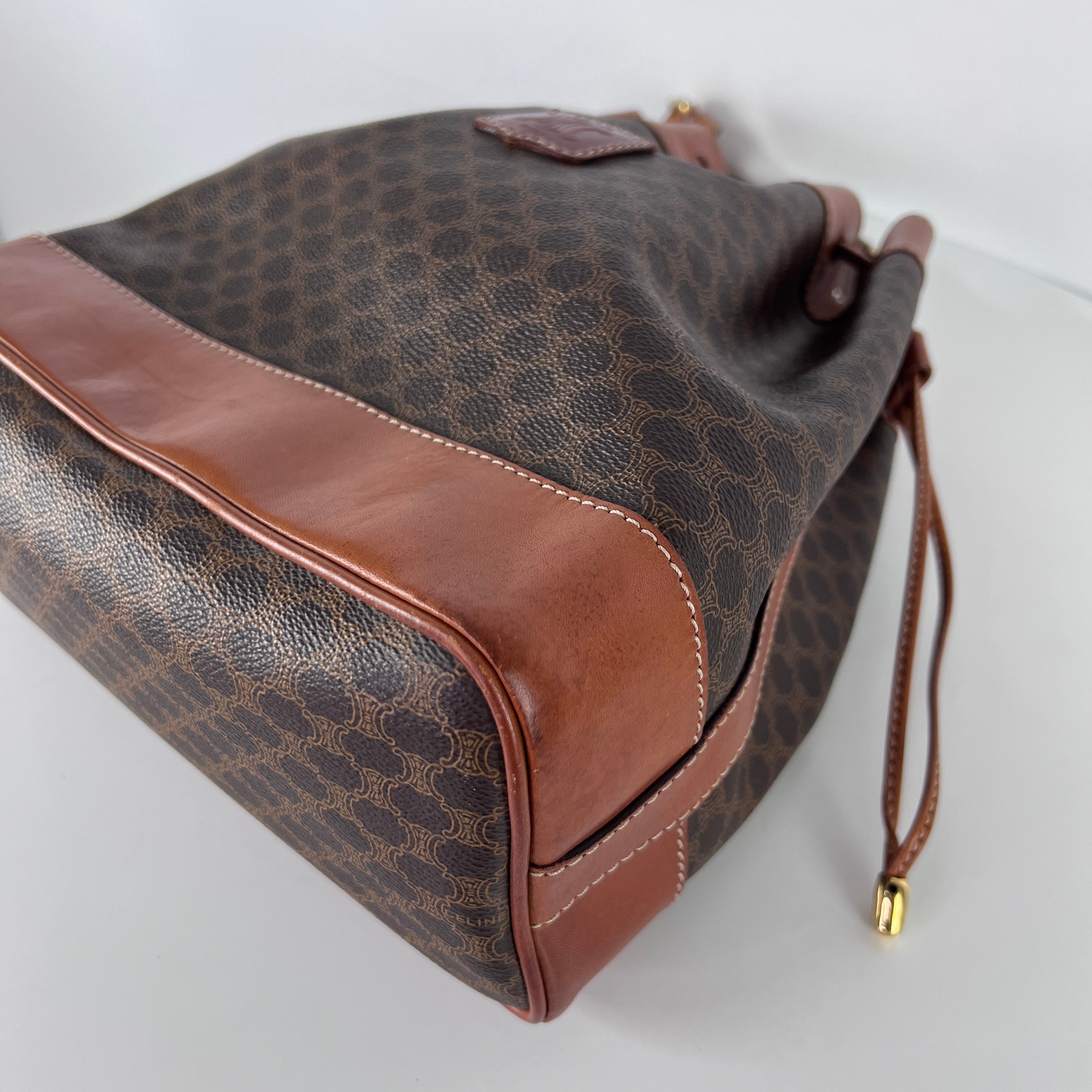 Sac à main CELINE Seau toile et cuir marron
