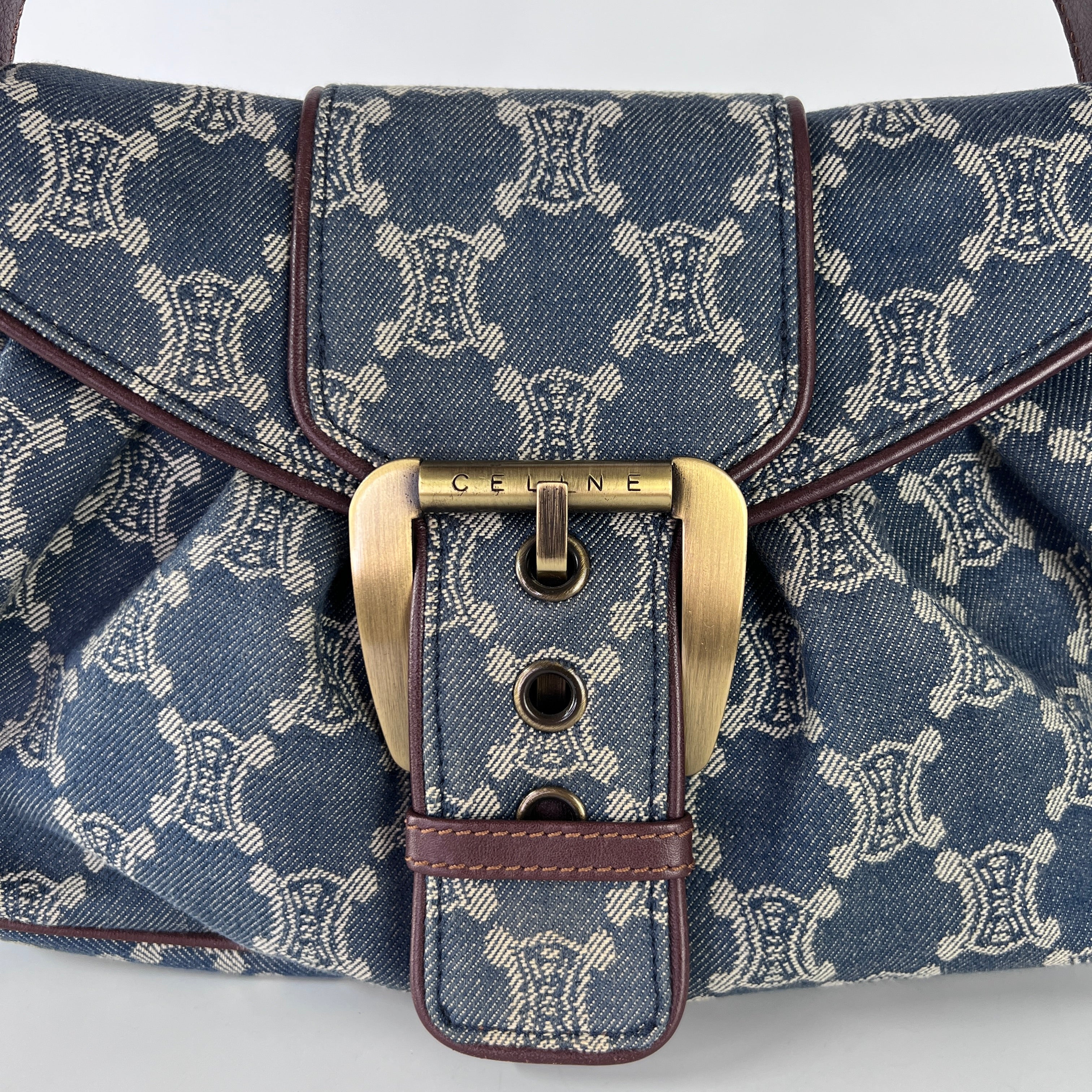 Sac à main CELINE Macadam denim bleu