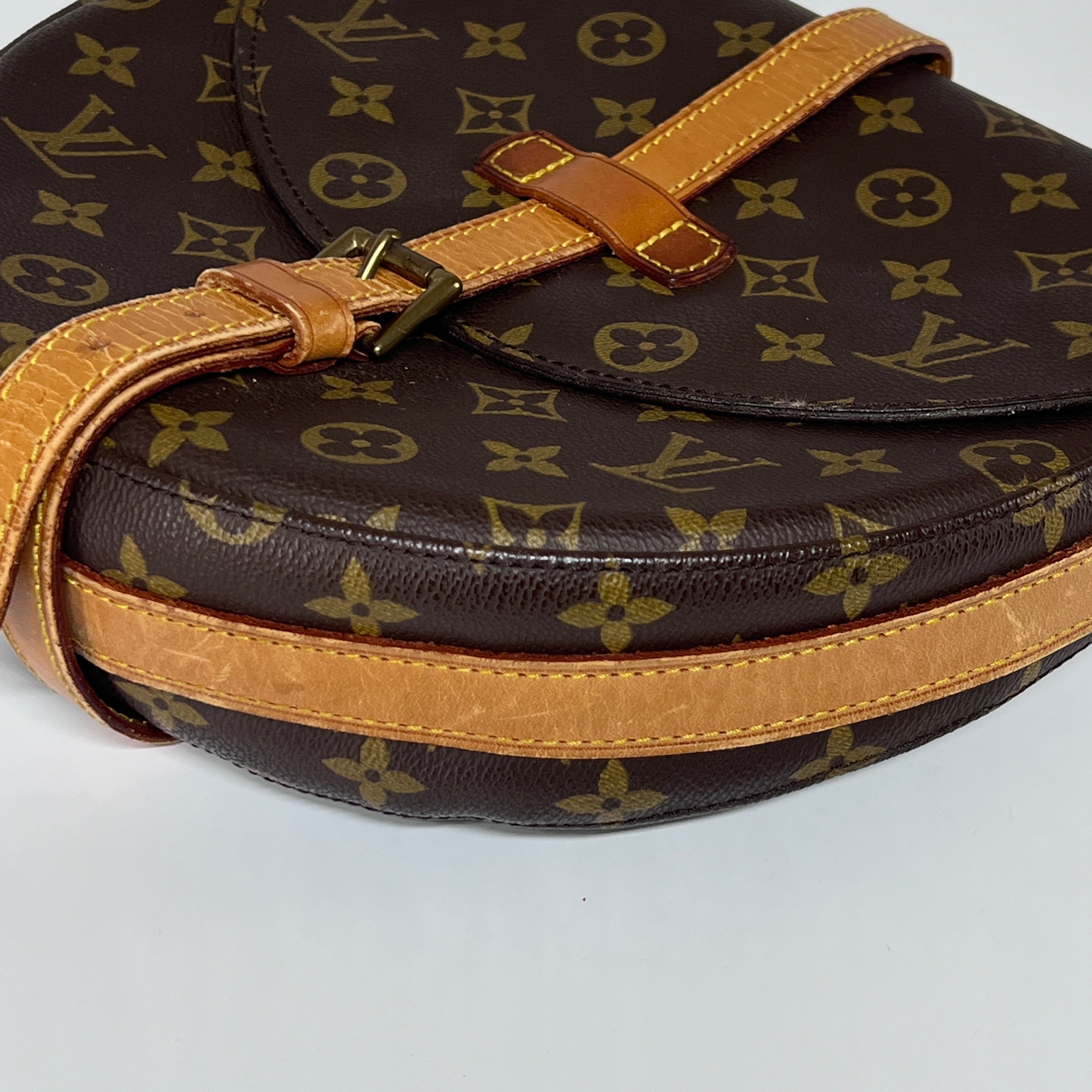 Sac à main LOUIS VUITTON Chantilly toile et cuir marron