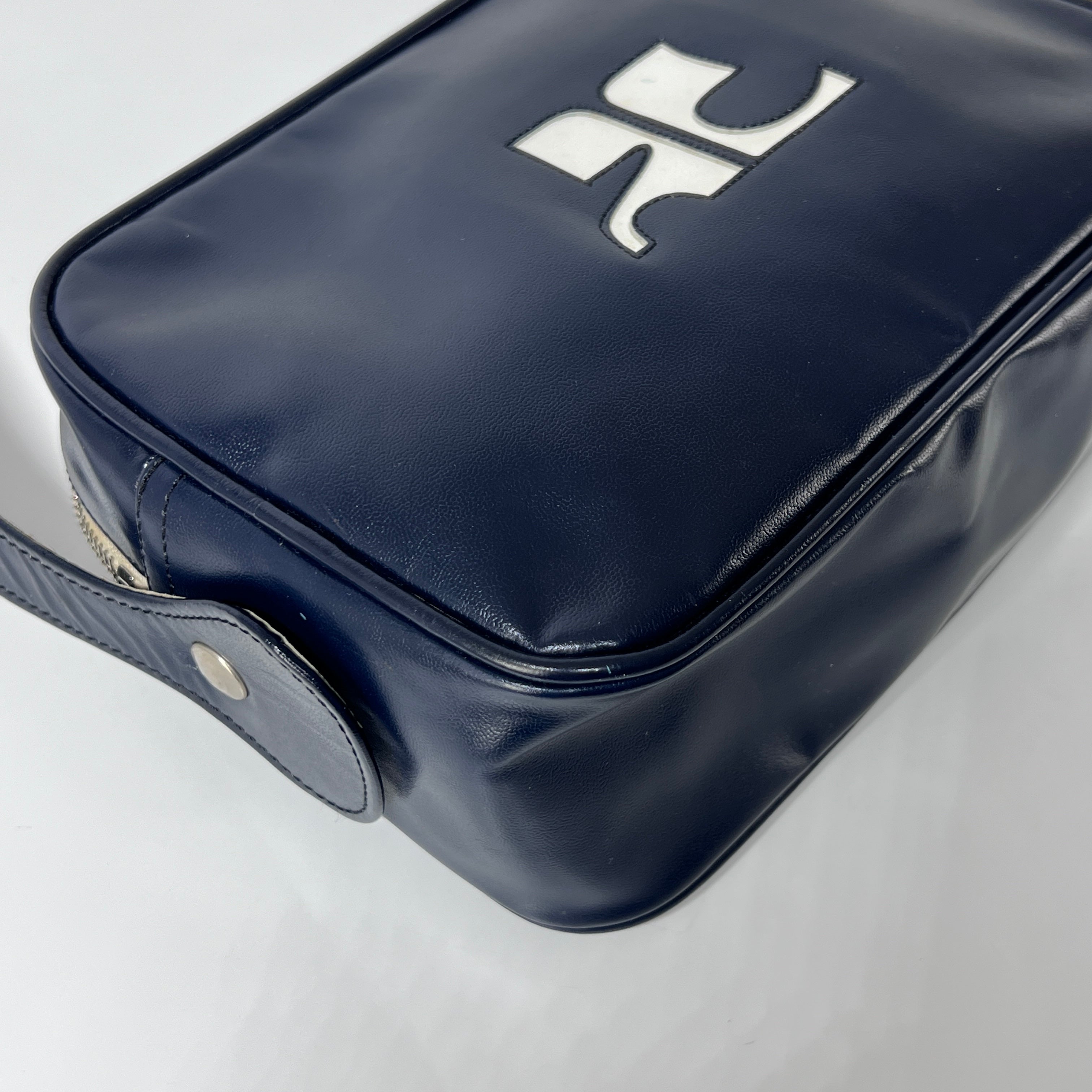 Sac à main COURREGES Caméra cuir bleu