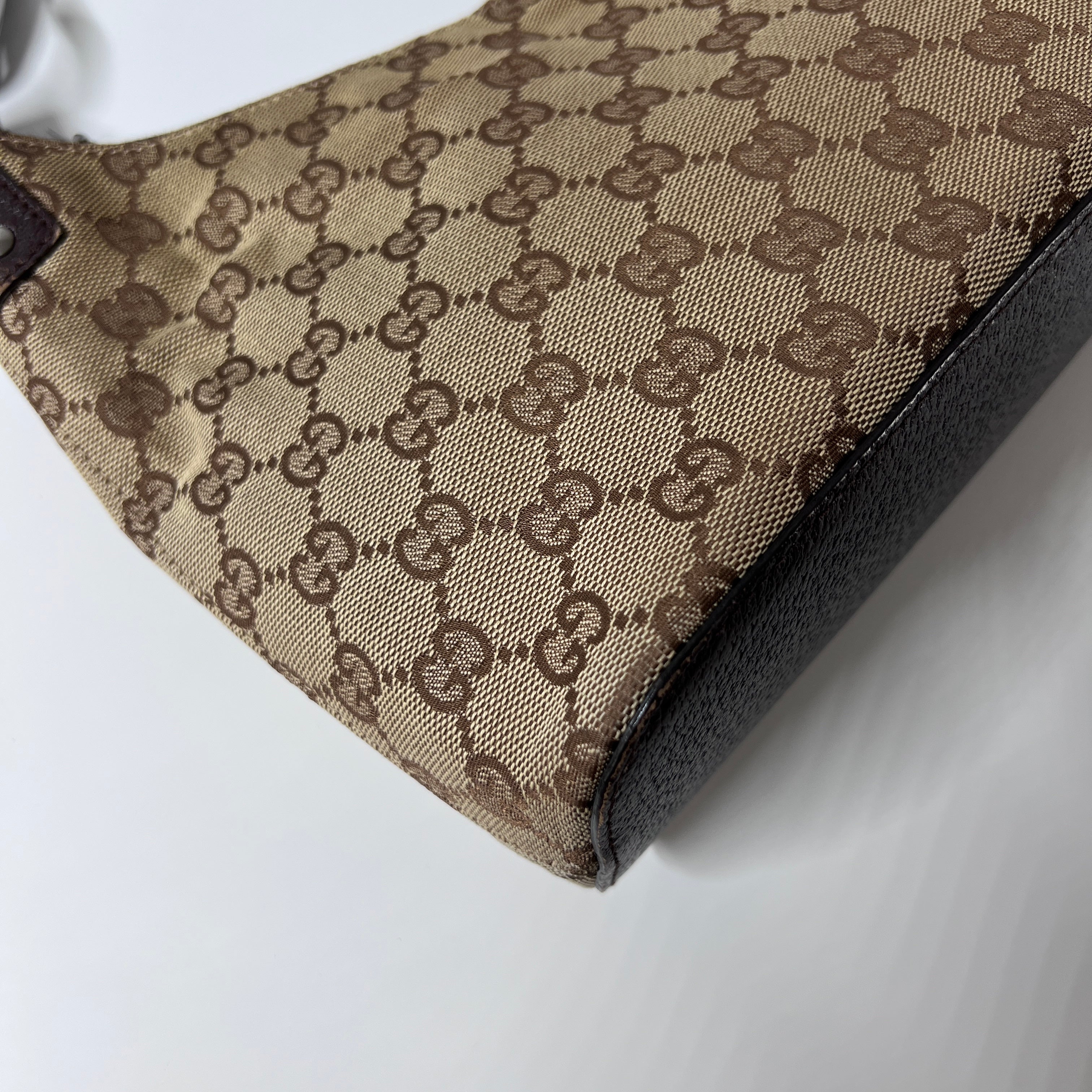 Sac à main GUCCI Hobo toile et cuir marron