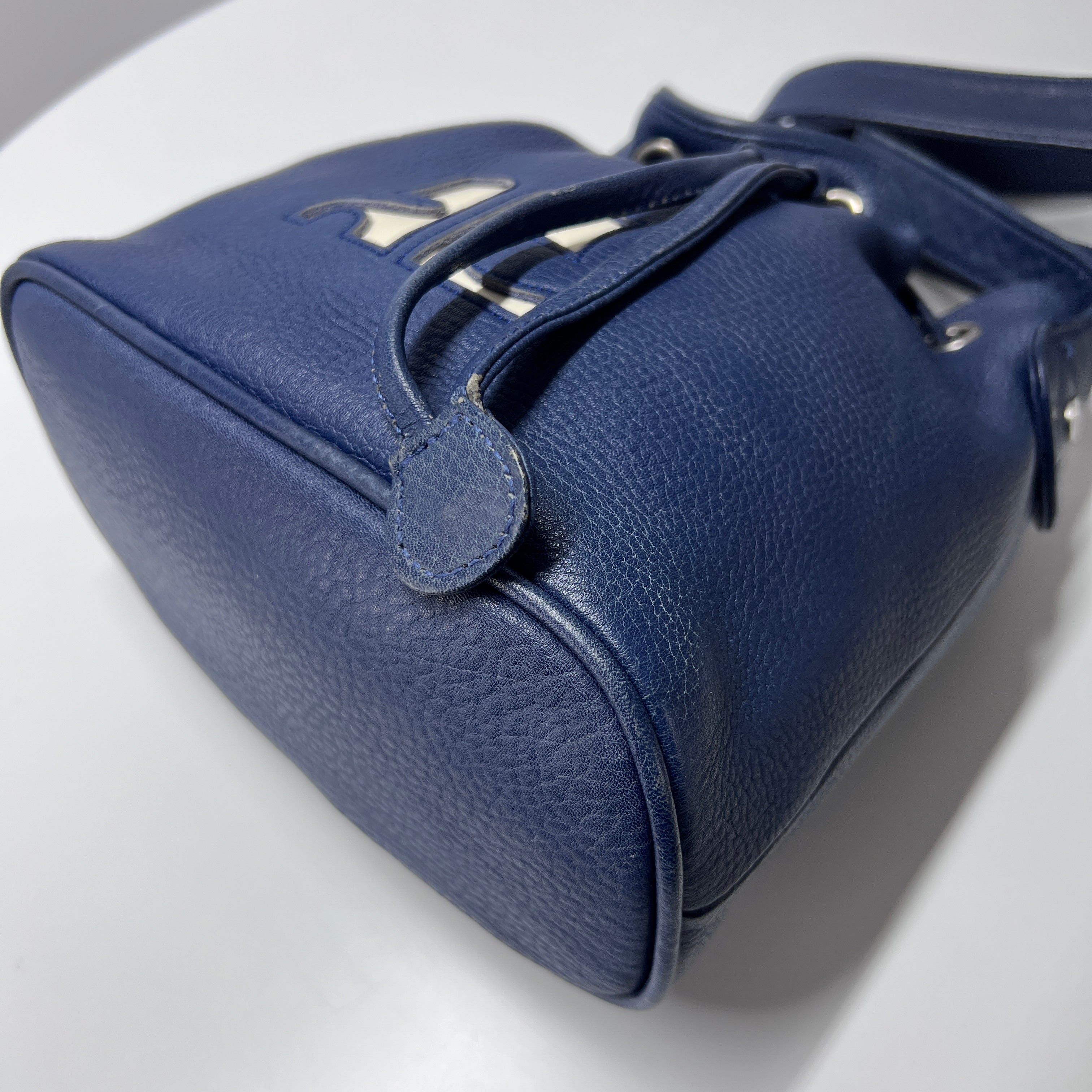 Sac à main COURREGES Bucket cuir bleu