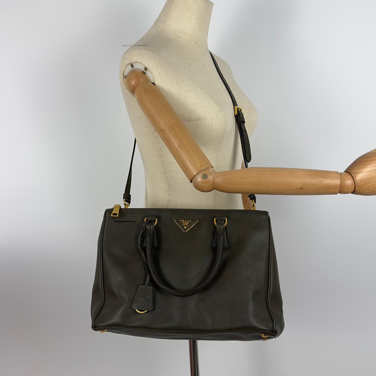 Sac à main PRADA Galleria cuir kaki