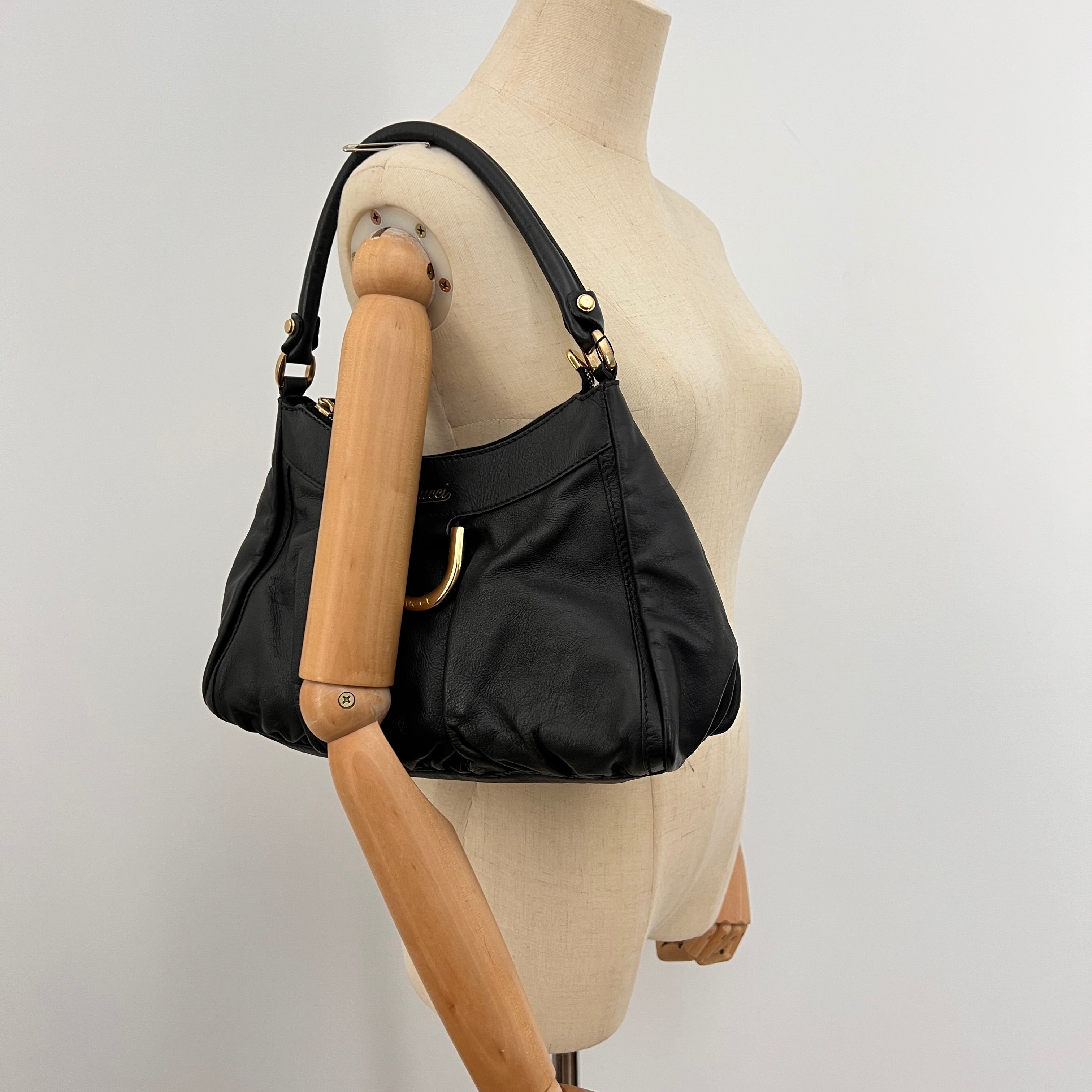 Sac GUCCI D-ring cuir lisse noir