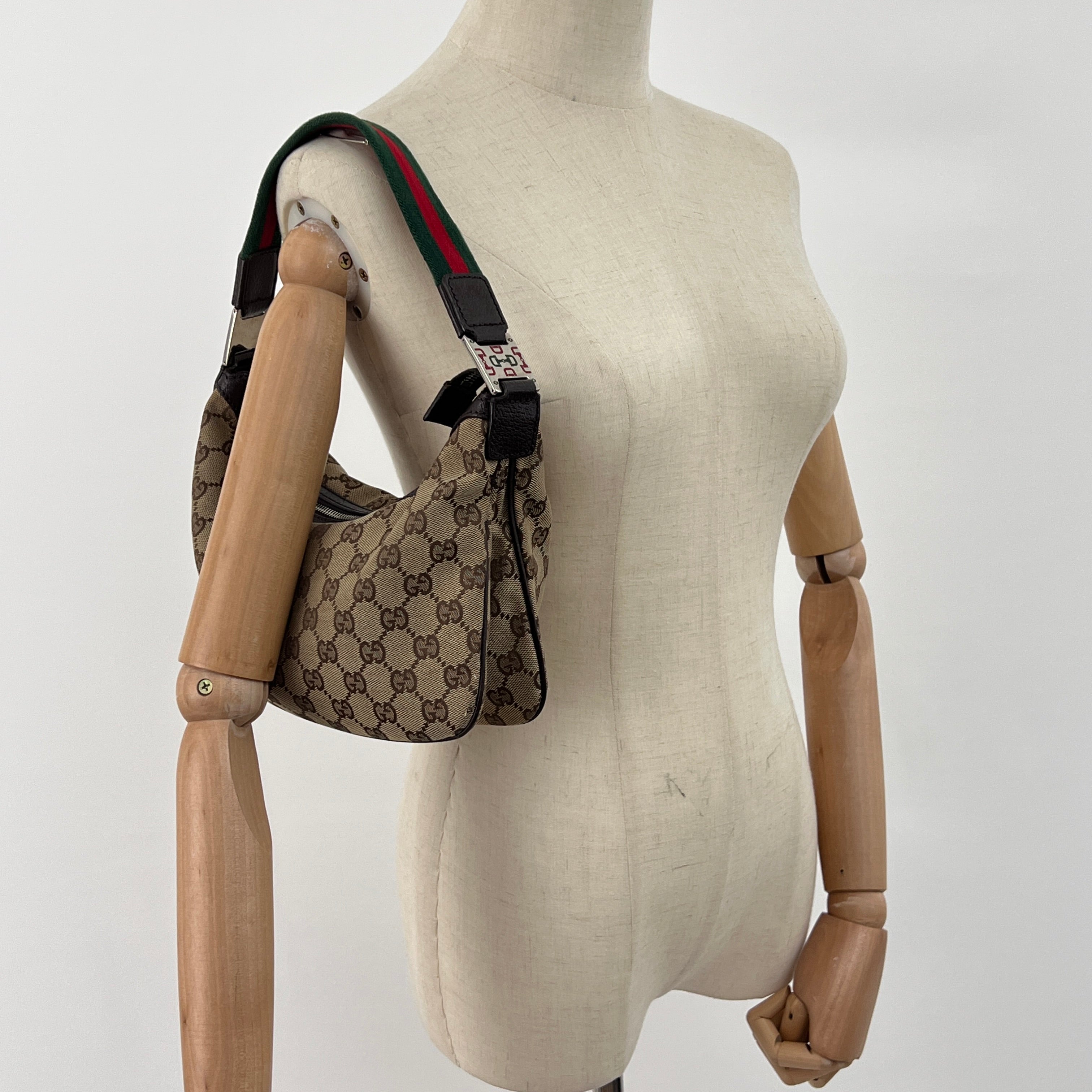Sac GUCCI Hobo Sherry toile et cuir marron