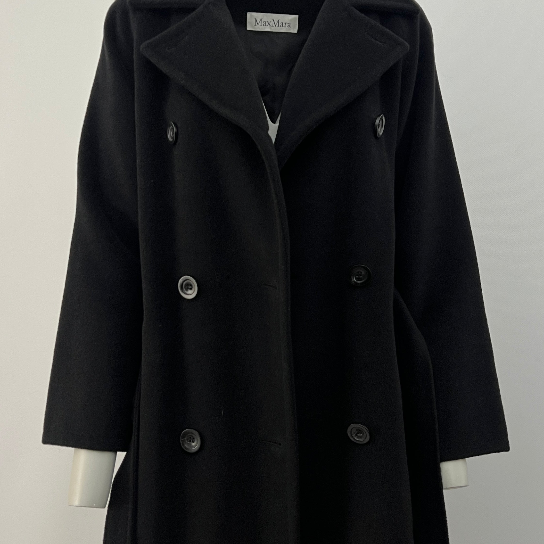 MAX MARA S black wool and cashmere coat