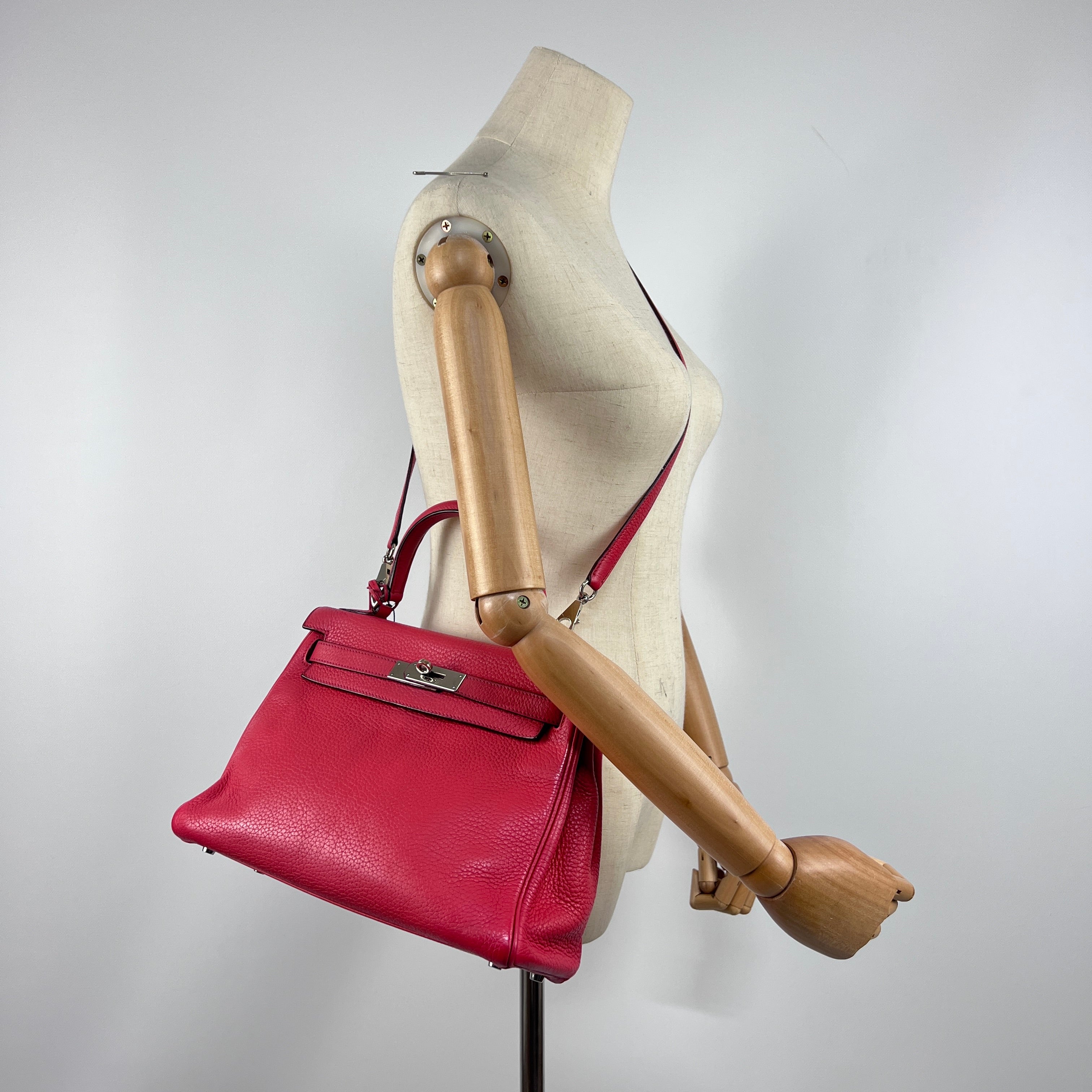 Sac à main HERMES Kelly 28 cuir rose