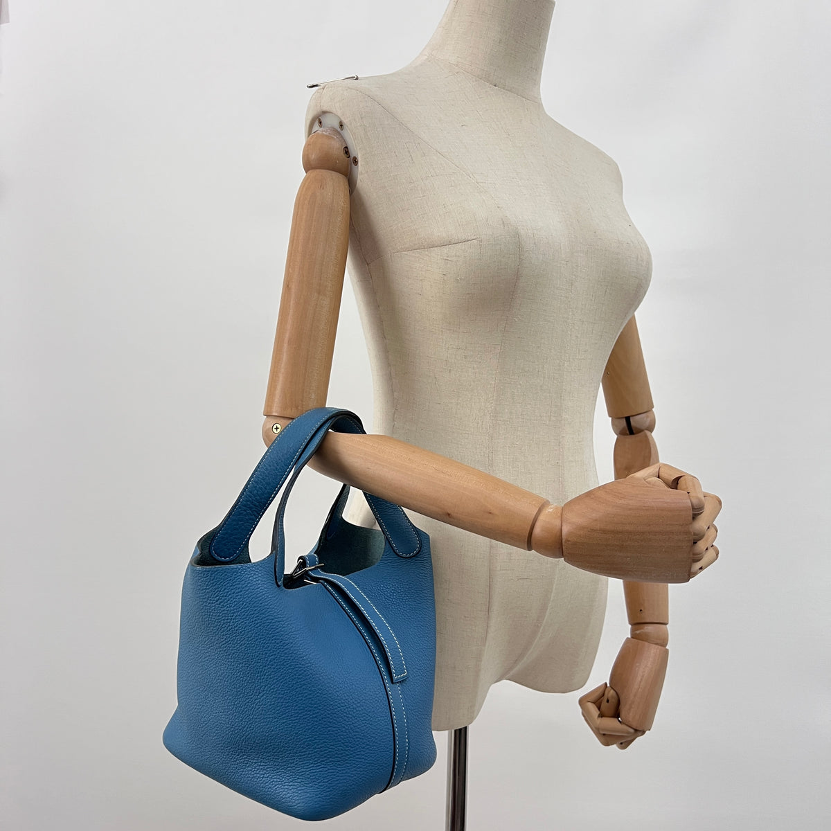 Sac HERMÈS Picotin PM cuir grainé bleu