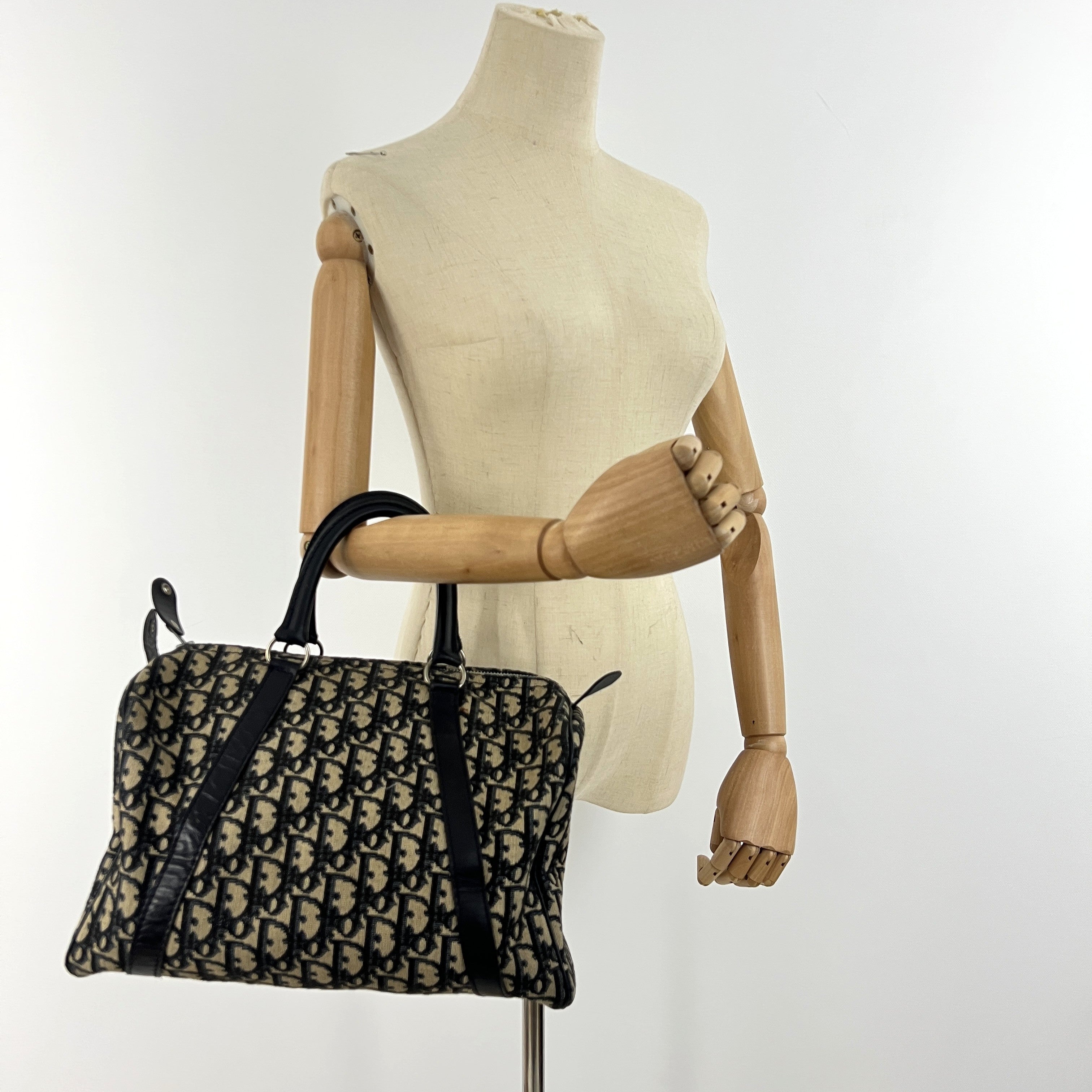 DIOR Boston Trotter Mini handbag in navy canvas and leather