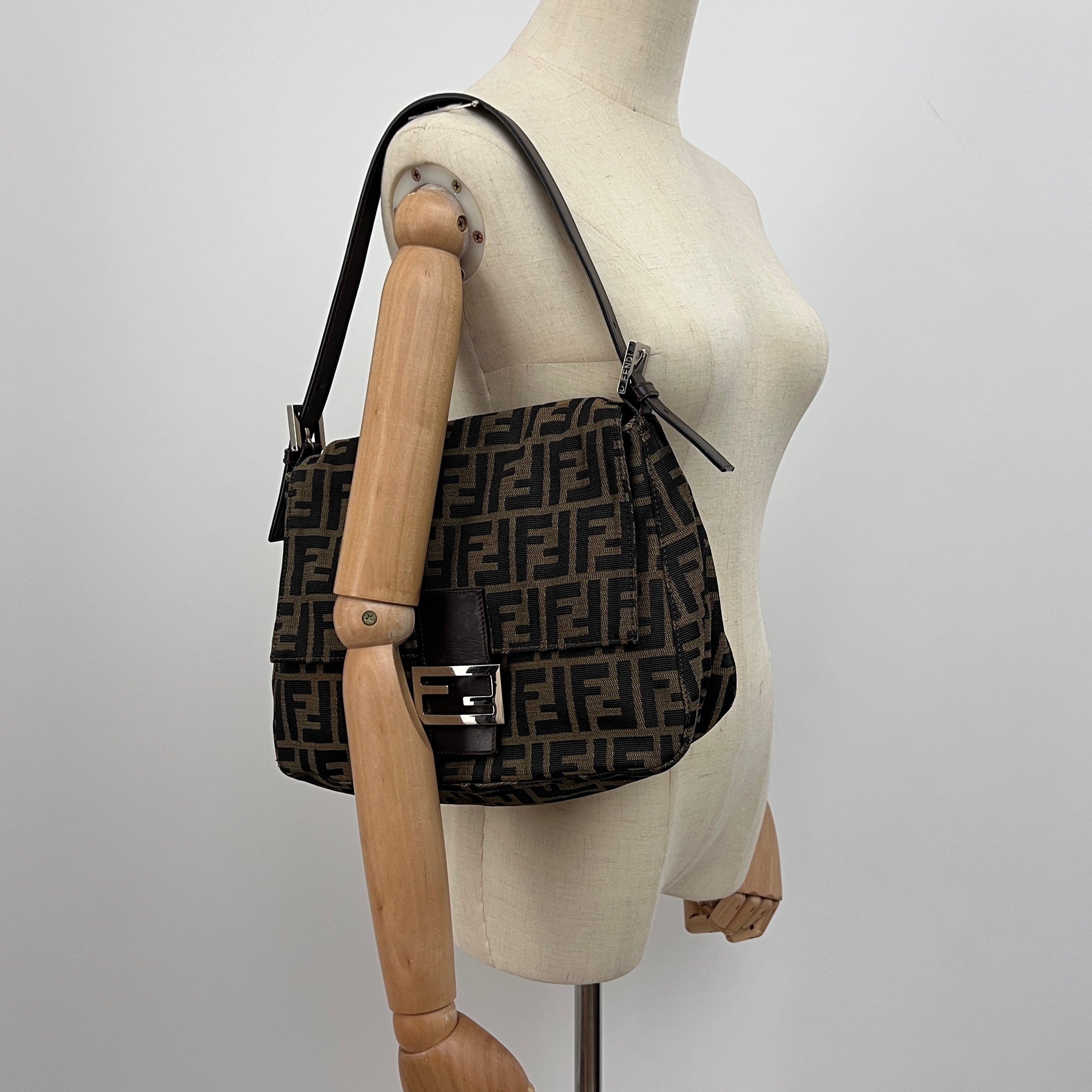 Sac FENDI Mamma toile et cuir marron