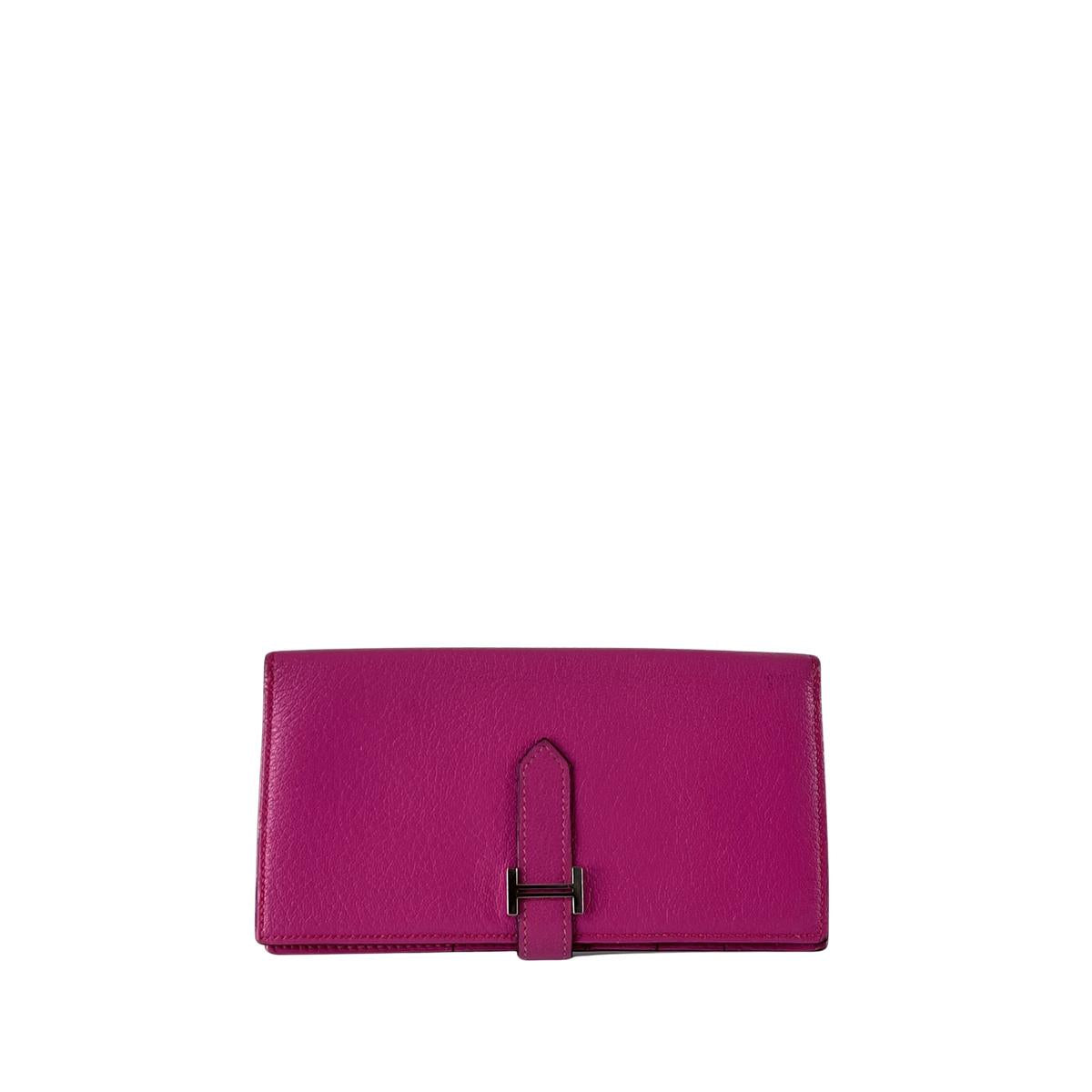 Sac à main HERMÈS Bearnt Wallet cuir rose