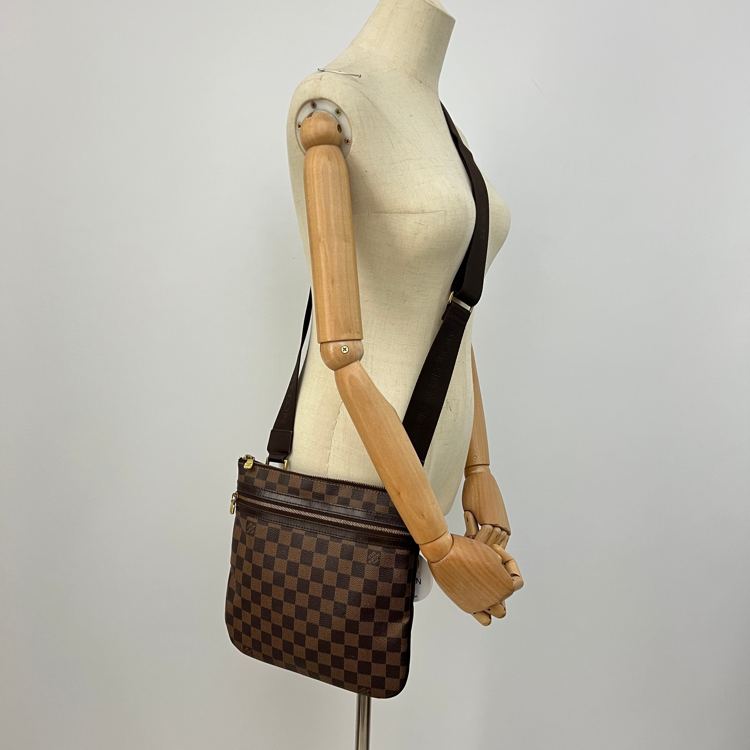 Sac à bandoulière LOUIS VUITTON Bosphore toile et cuir marron