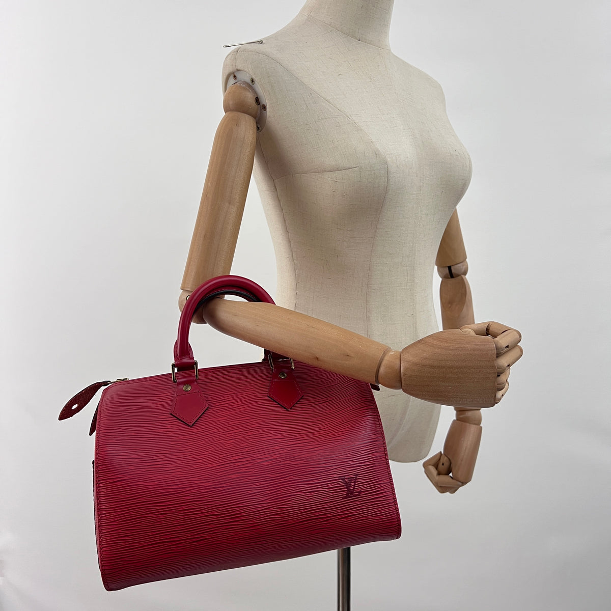 Sac LOUIS VUITTON Speedy 25 cuir épi rouge vintage 1994