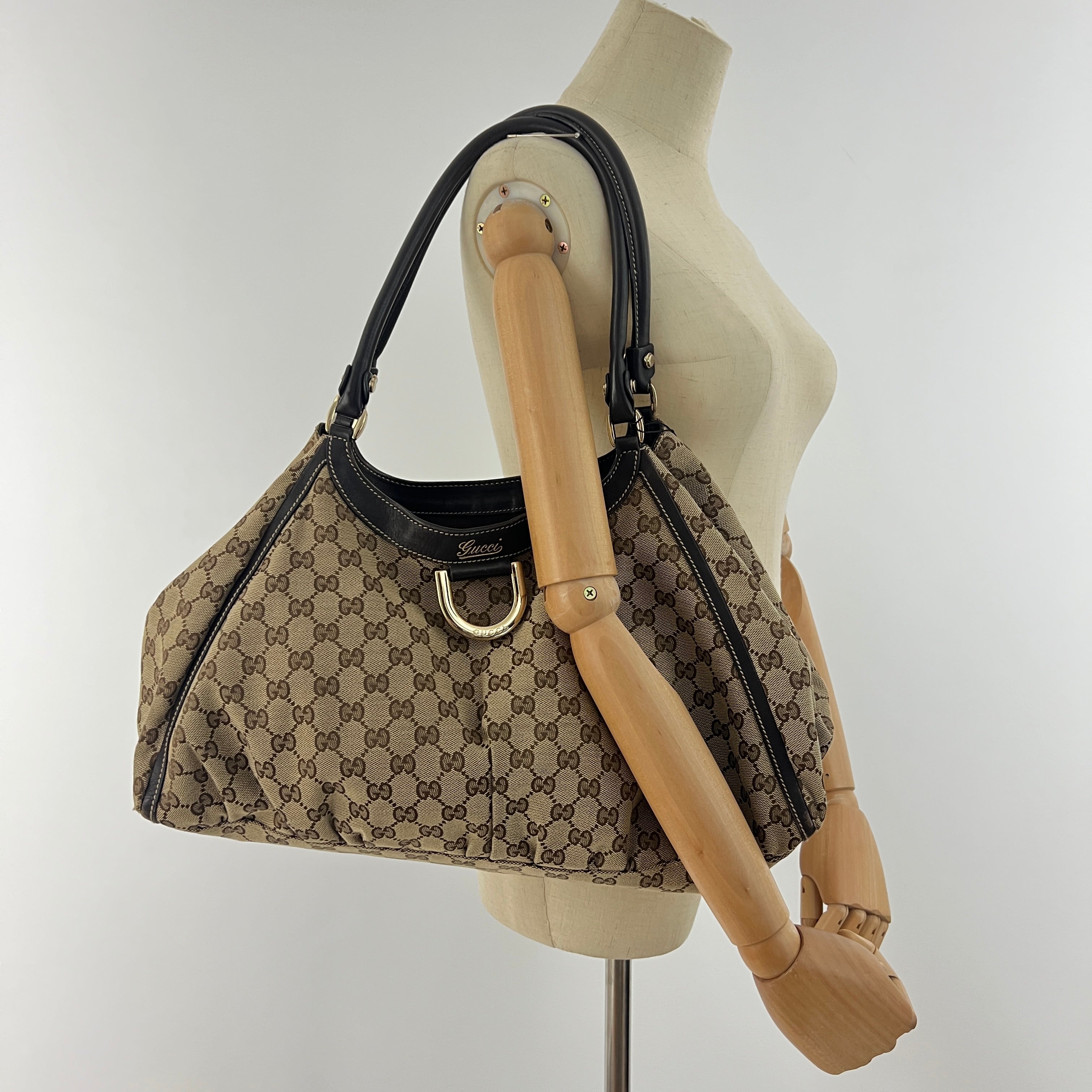 Sac à main GUCCI Abbey Hobo toile et cuir marron