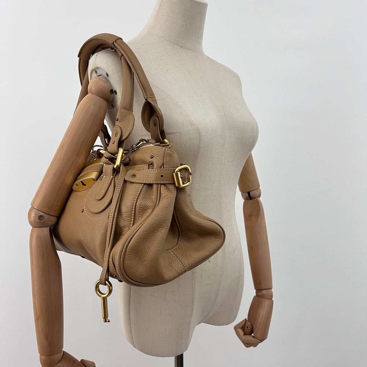 Sac CHLOÉ Paddington cuir grainé beige