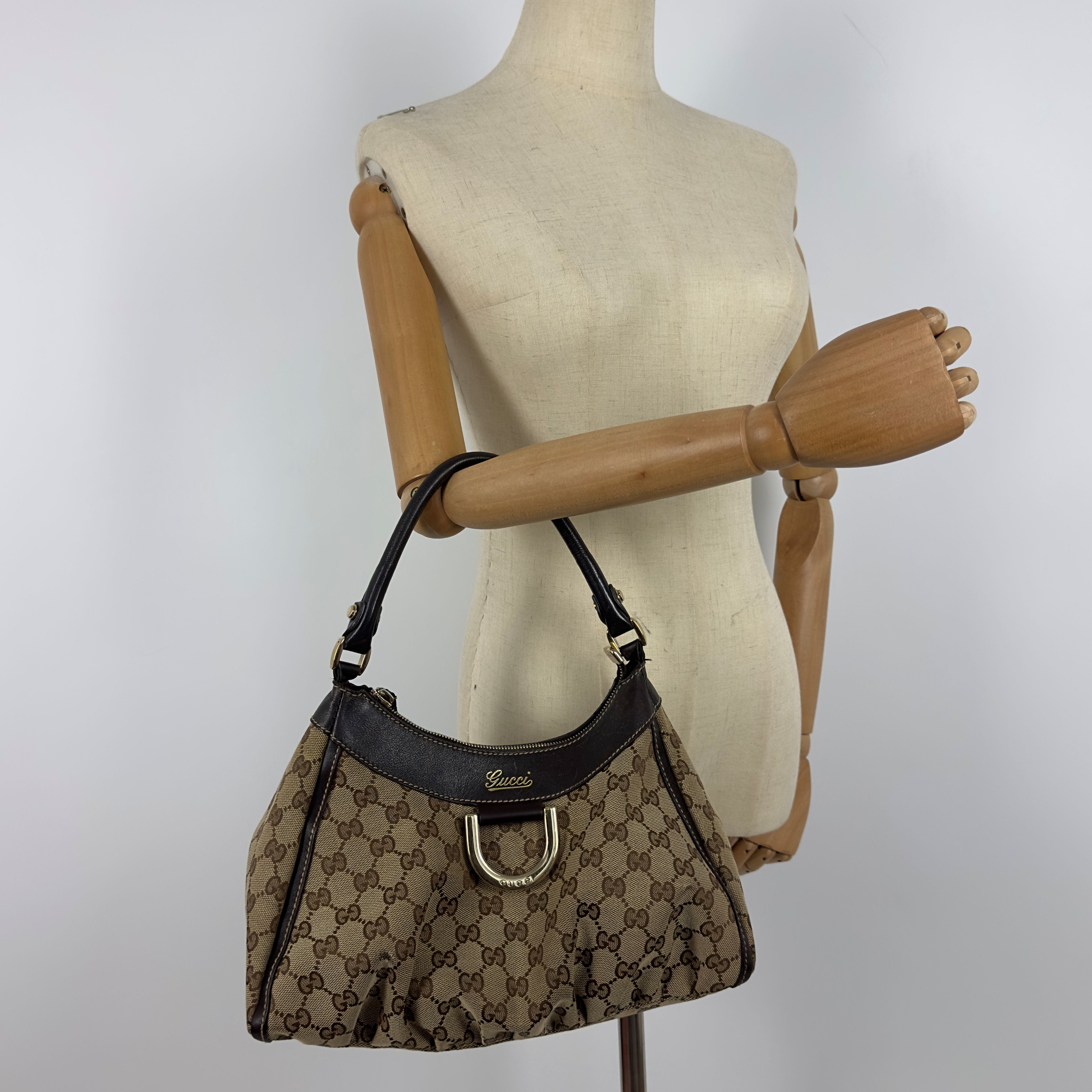 Sac à main GUCCI Abby Hobo toile et cuir marron