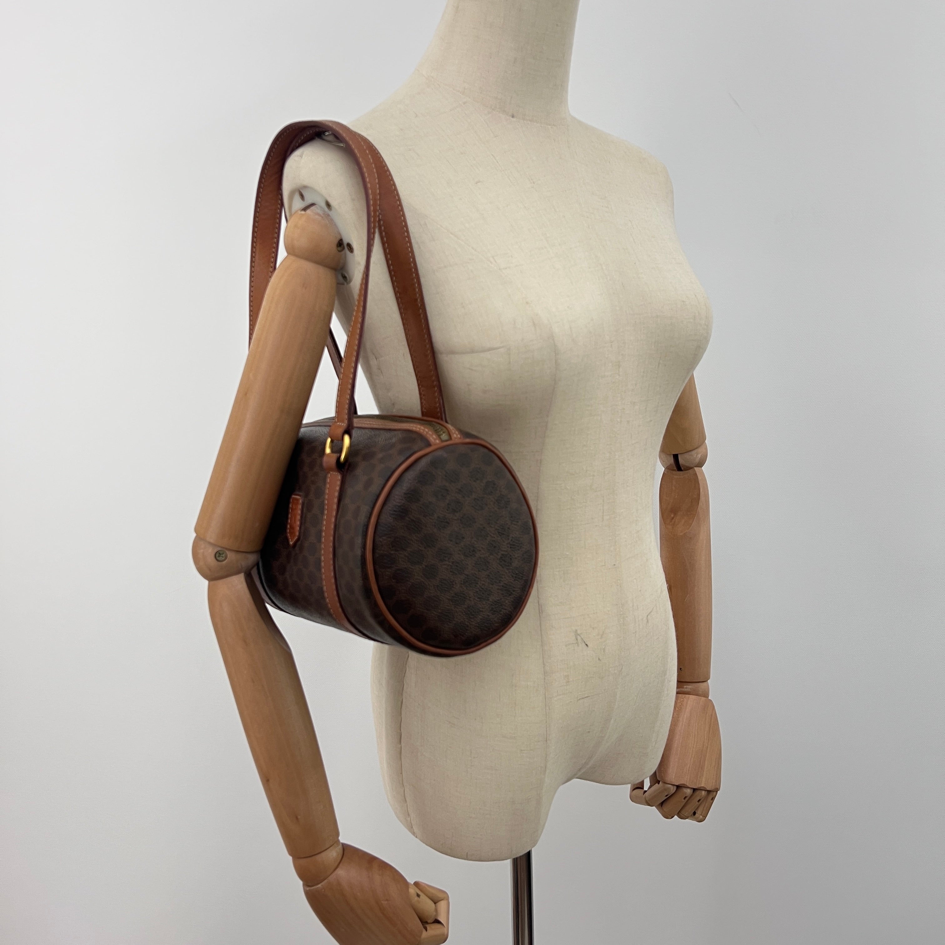 CELINE Papillon bag in brown canvas and leather